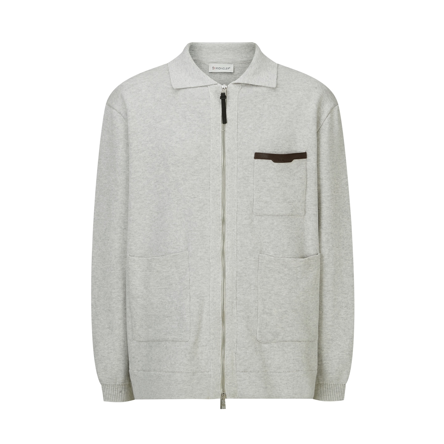 Moncler 蒙口 皮革口袋标识拉链针织外套 针织衫 长袖 秋冬 藏蓝色 黑色 灰色 B5