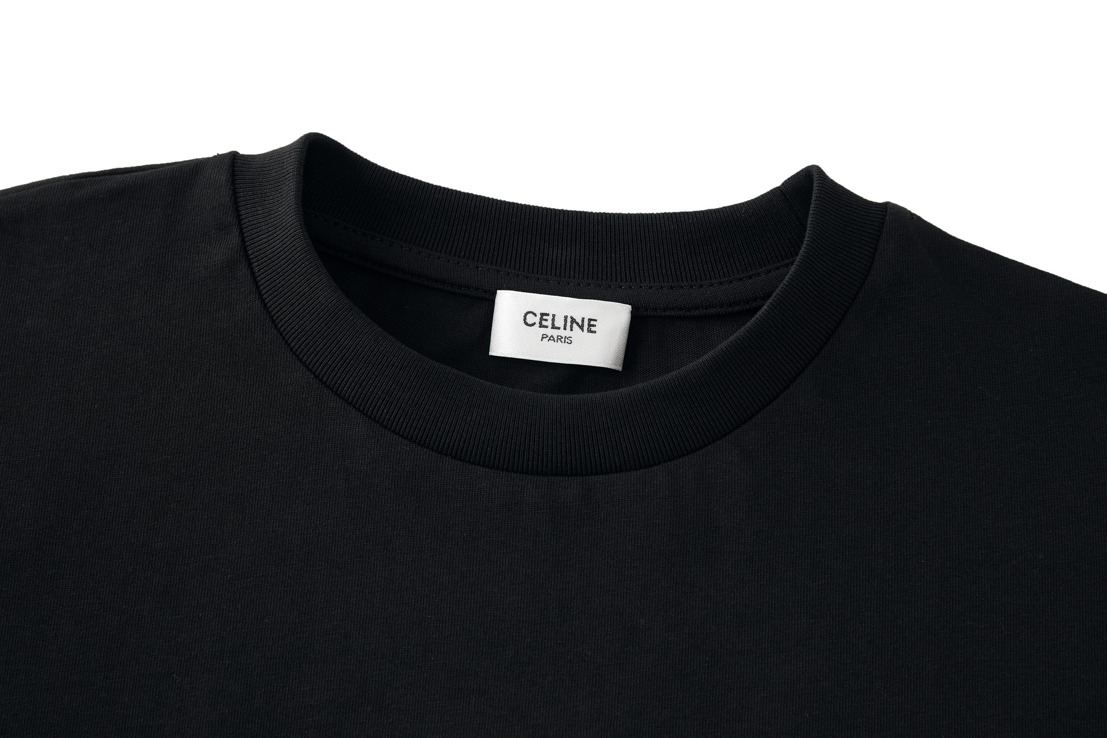 CELINE 刺绣标识圆领T恤 打底衫 长袖 黑色 A2