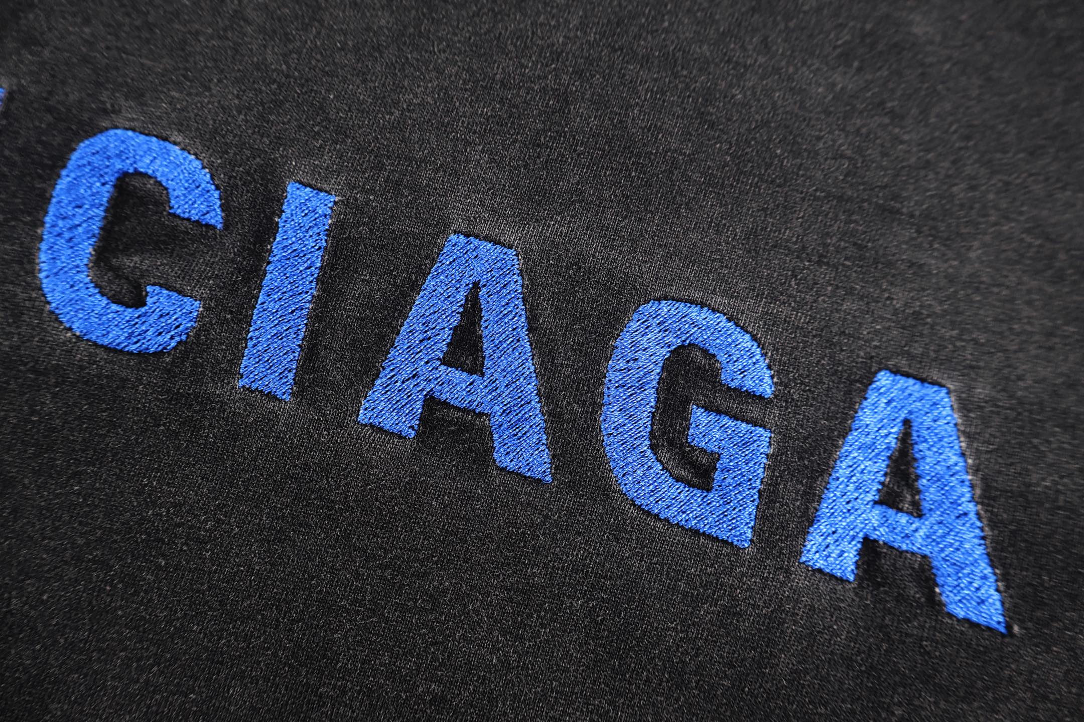 Balenciaga 巴黎世家 水洗logo刺绣圆领T恤 卫衣 长袖 秋冬 灰色 B0