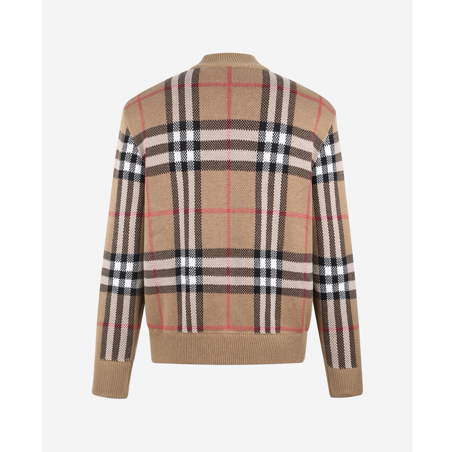 Burberry 巴宝莉 格纹标识拉链针织毛衣 夹克 针织衫 长袖 外套 棕色 B5