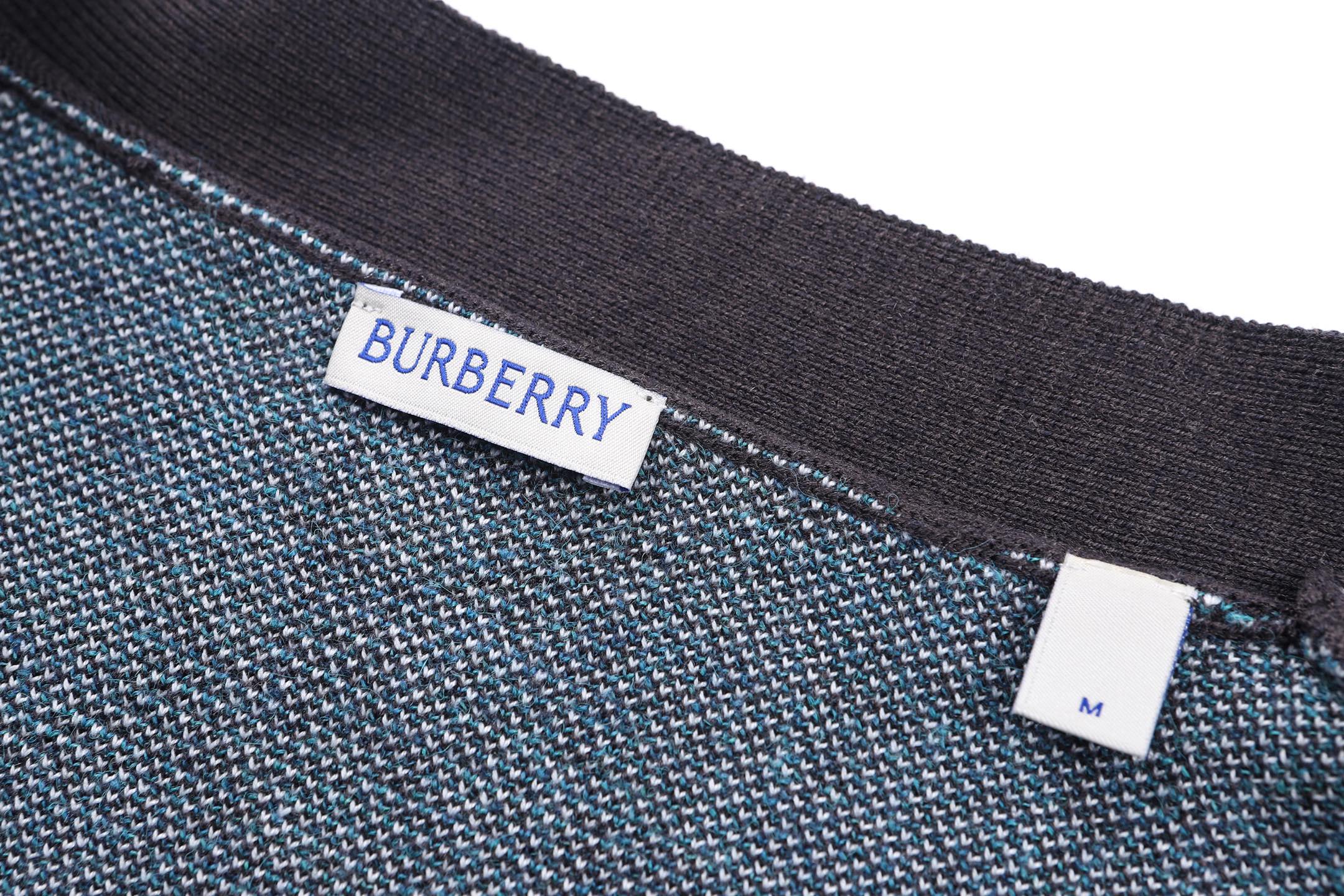 Burberry 巴宝莉 格纹提花针织开衫 毛衣 长袖 外套 灰色 B2
