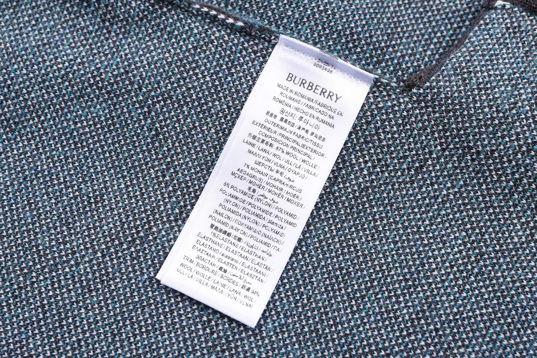 Burberry 巴宝莉 格纹提花针织开衫 毛衣 长袖 外套 灰色 B2