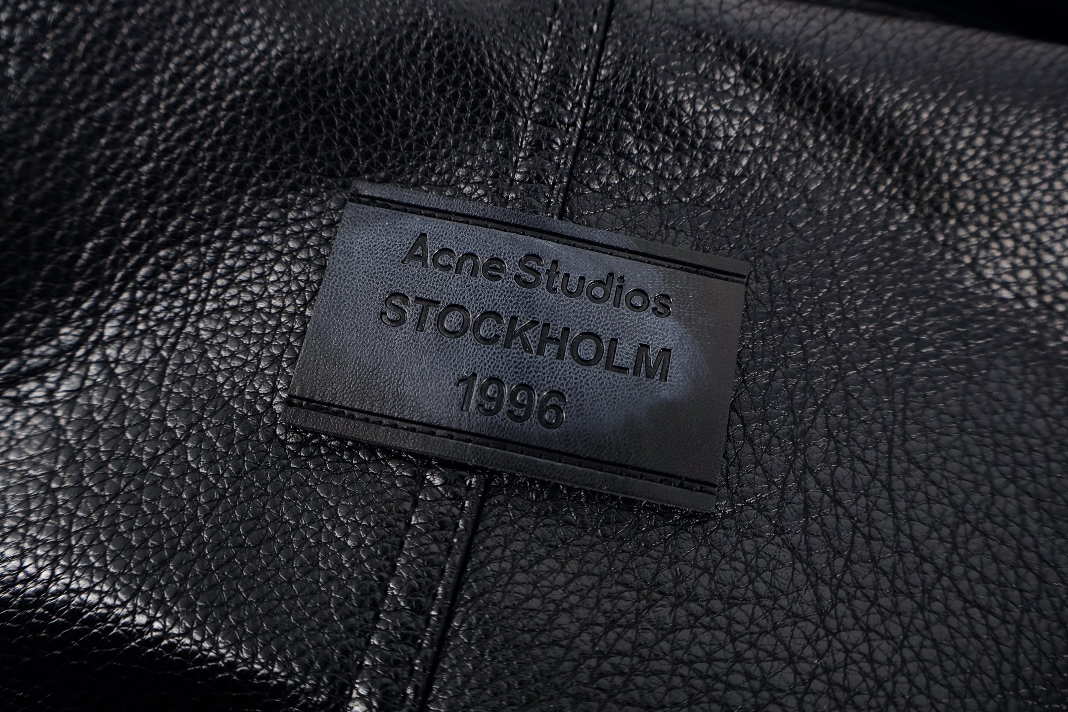 Acne Studios 双排扣立领荔枝纹皮衣 夹克 外套 秋冬 长袖 黑色 C5