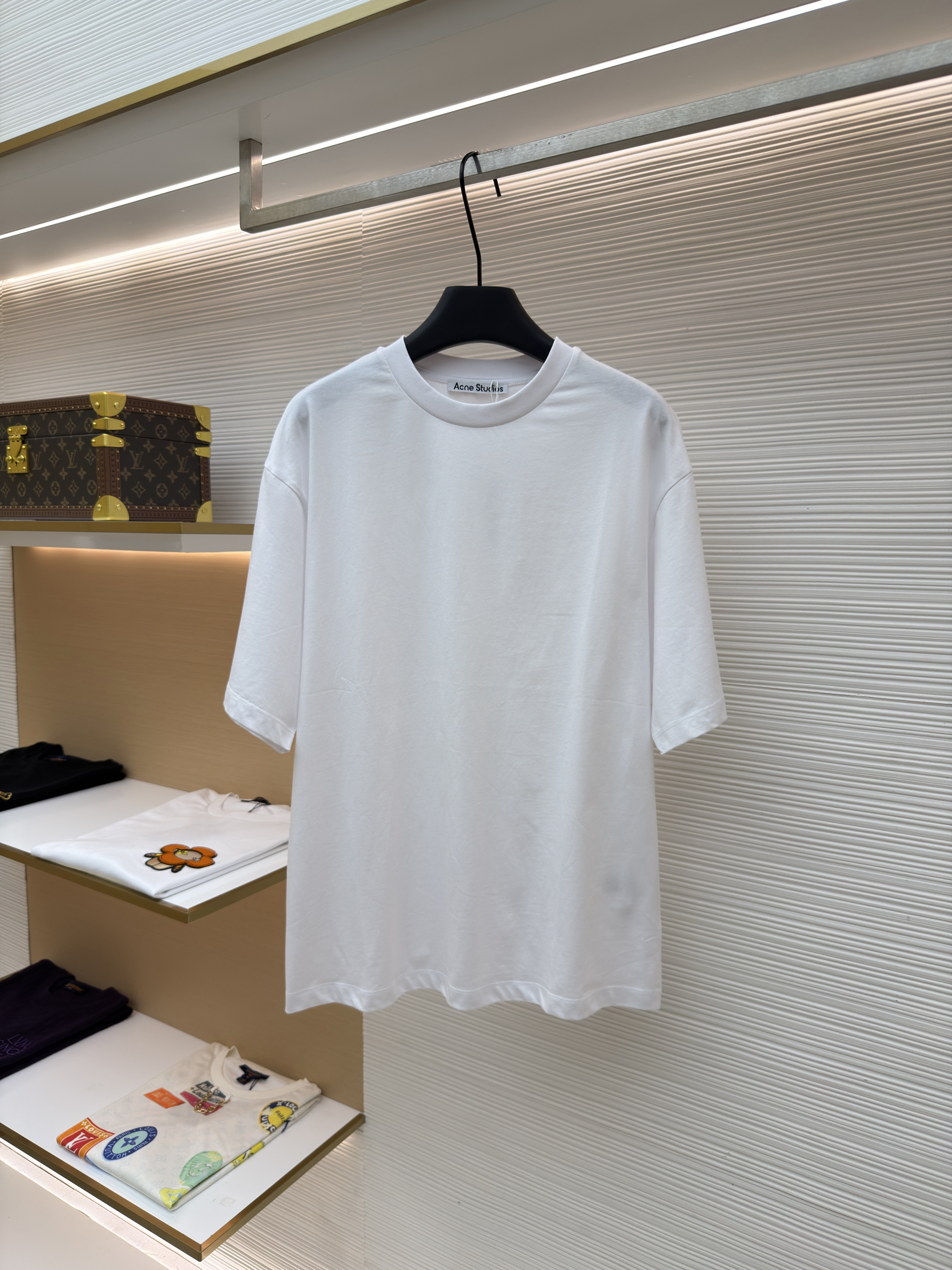 Acne Studios 陈森袖标字母圆领T恤 短袖 夏款 白色 A0