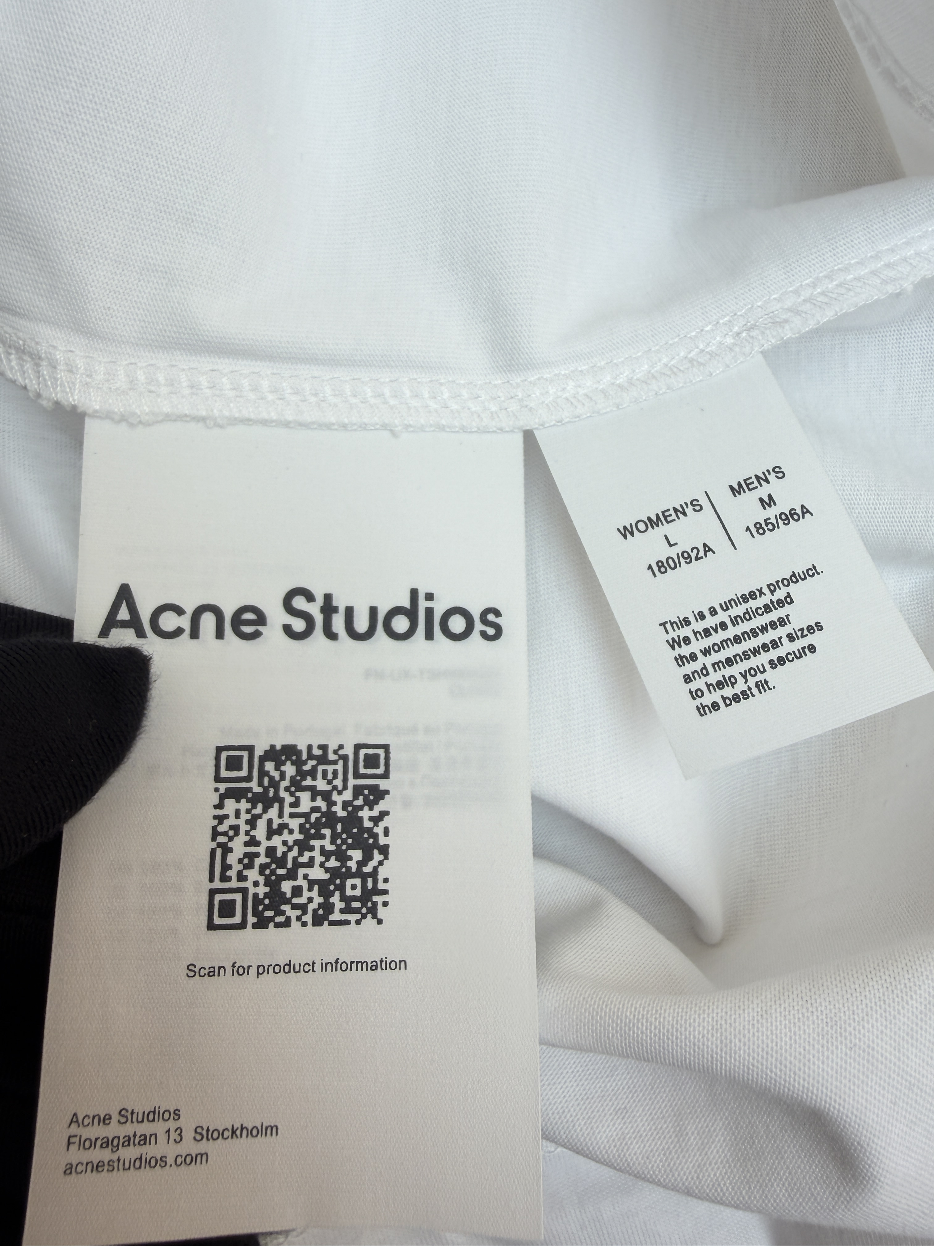 Acne Studios 陈森袖标字母圆领T恤 短袖 夏款 白色 A0