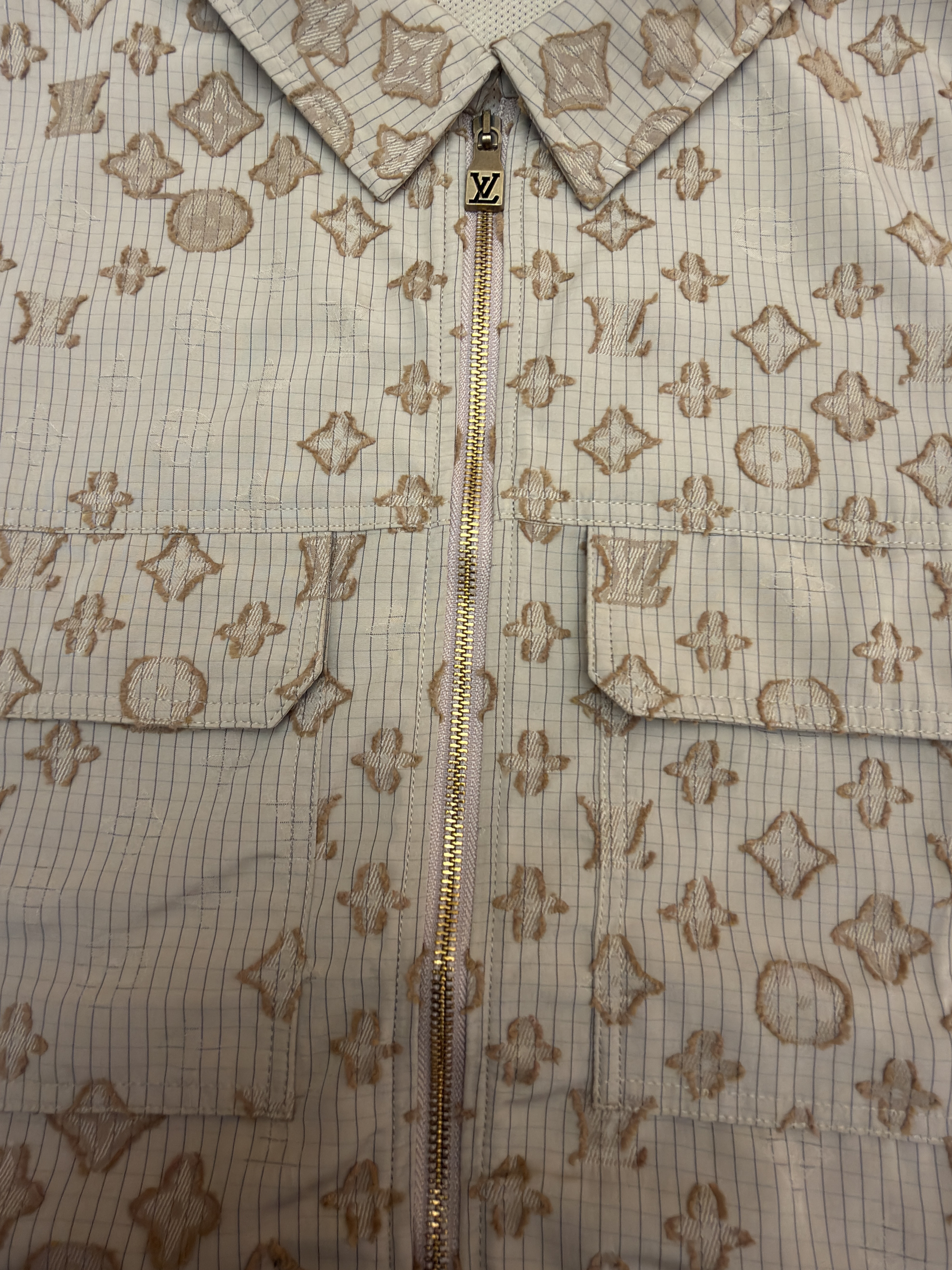 LOUIS VUITTON 路易威登 满印双口袋拉链夹克 外套 长袖 秋冬 卡其色 C0