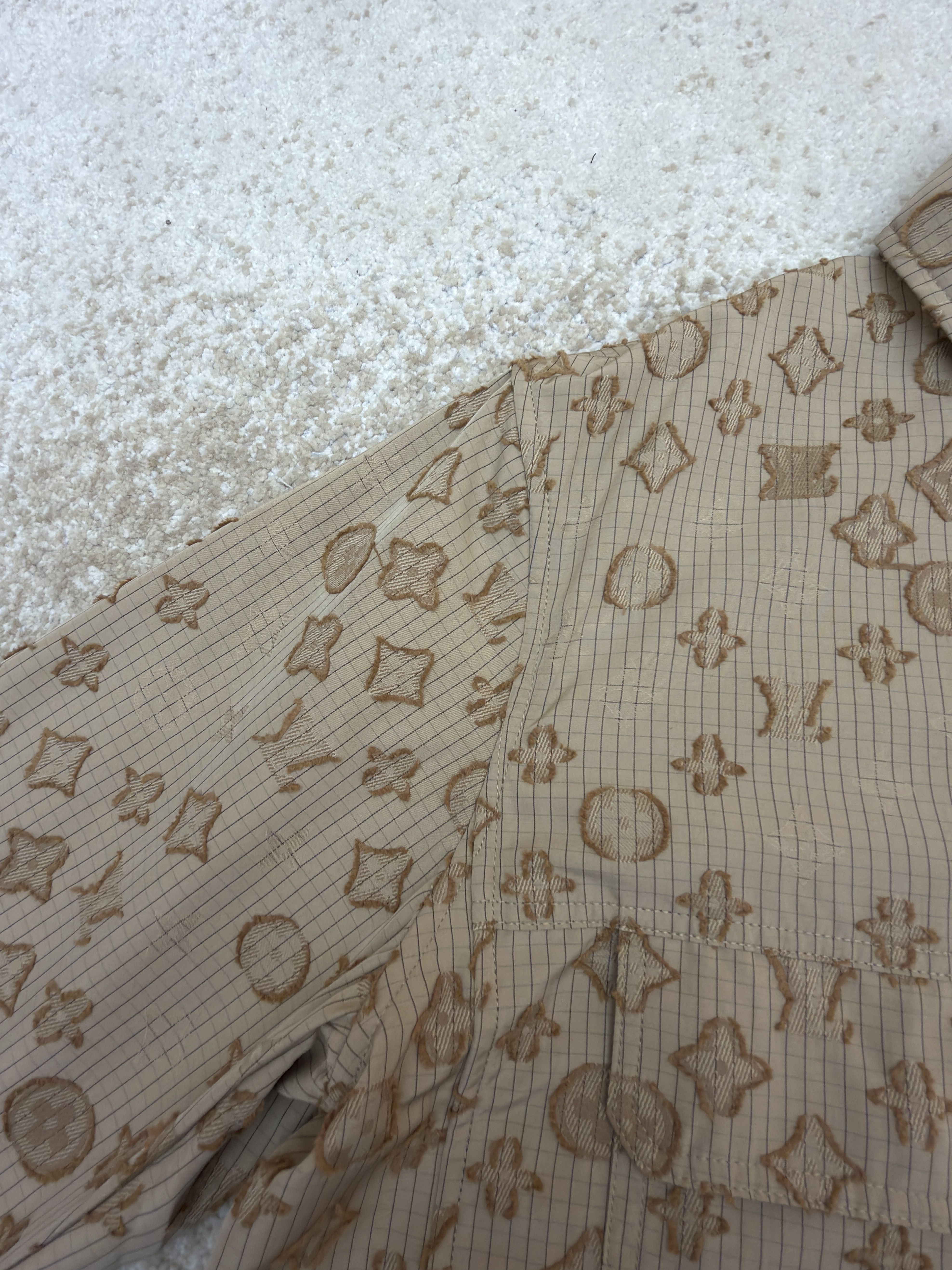 LOUIS VUITTON 路易威登 满印双口袋拉链夹克 外套 长袖 秋冬 卡其色 C0