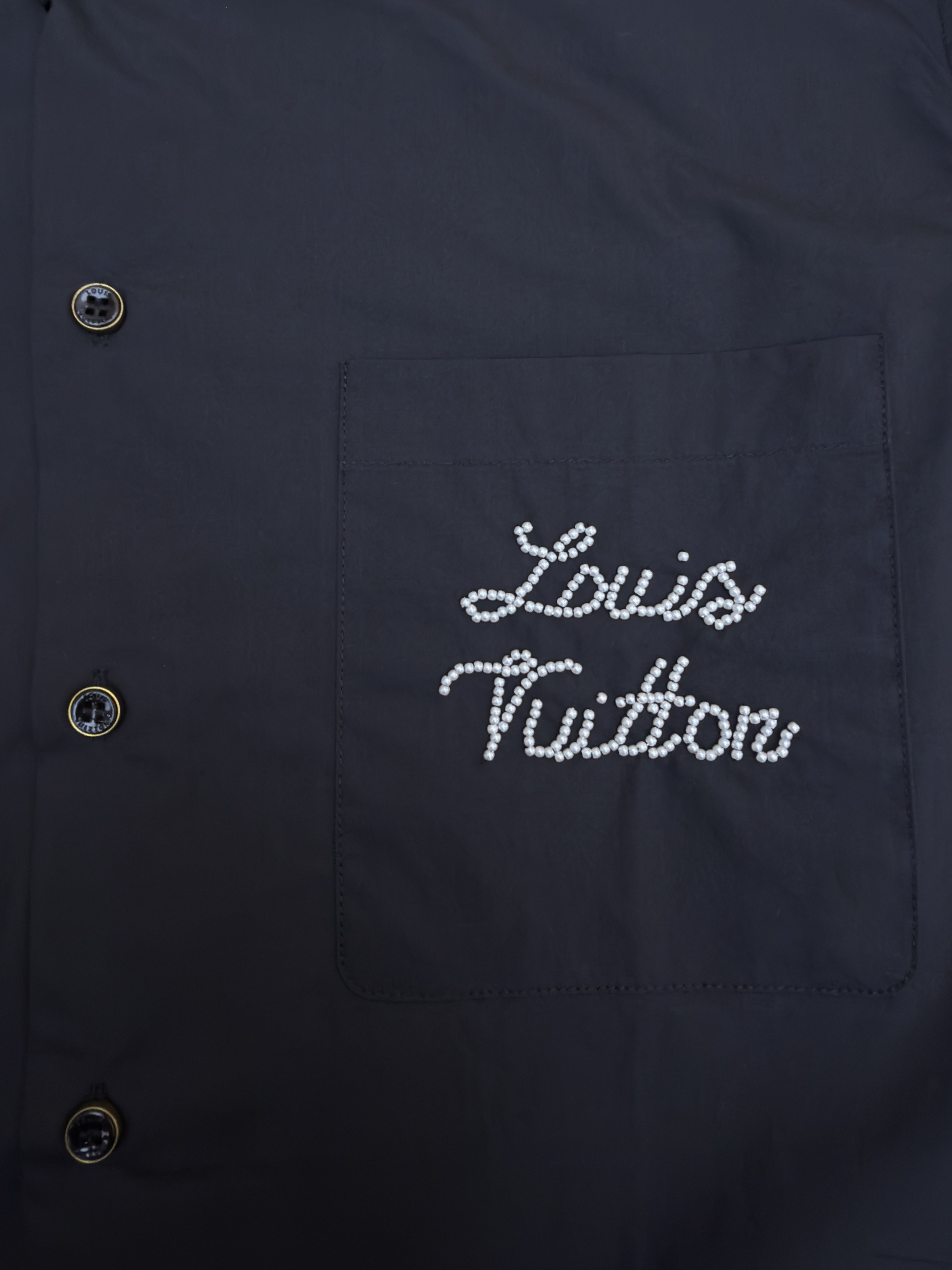 LOUIS VUITTON 路易威登 LV 串珠标识衬衫 外套 长袖 黑色 B0 1AIMIV
