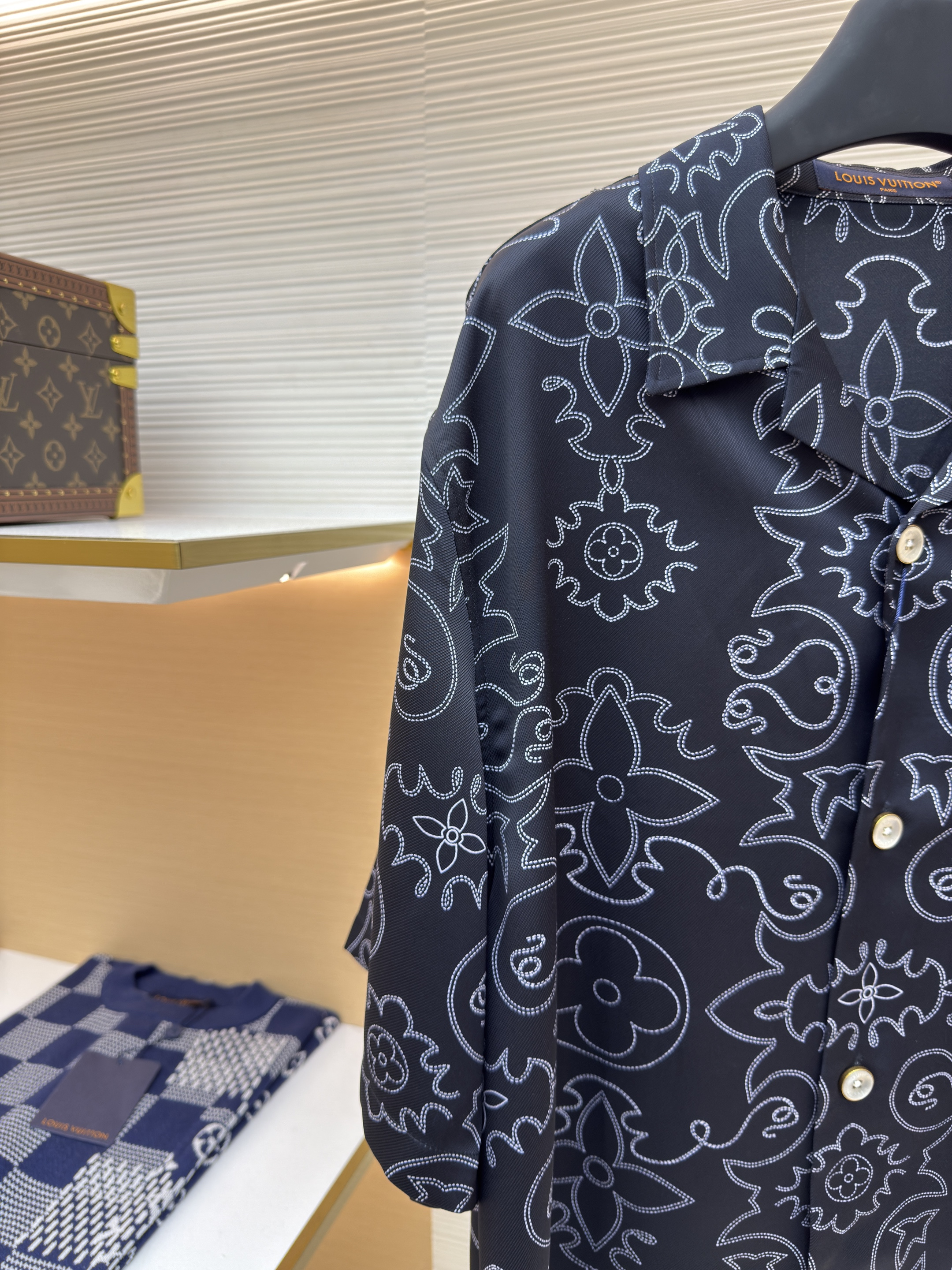 LOUIS VUITTON 路易威登 LV 线条双面印花短袖衬衫 外套 夏季 B0