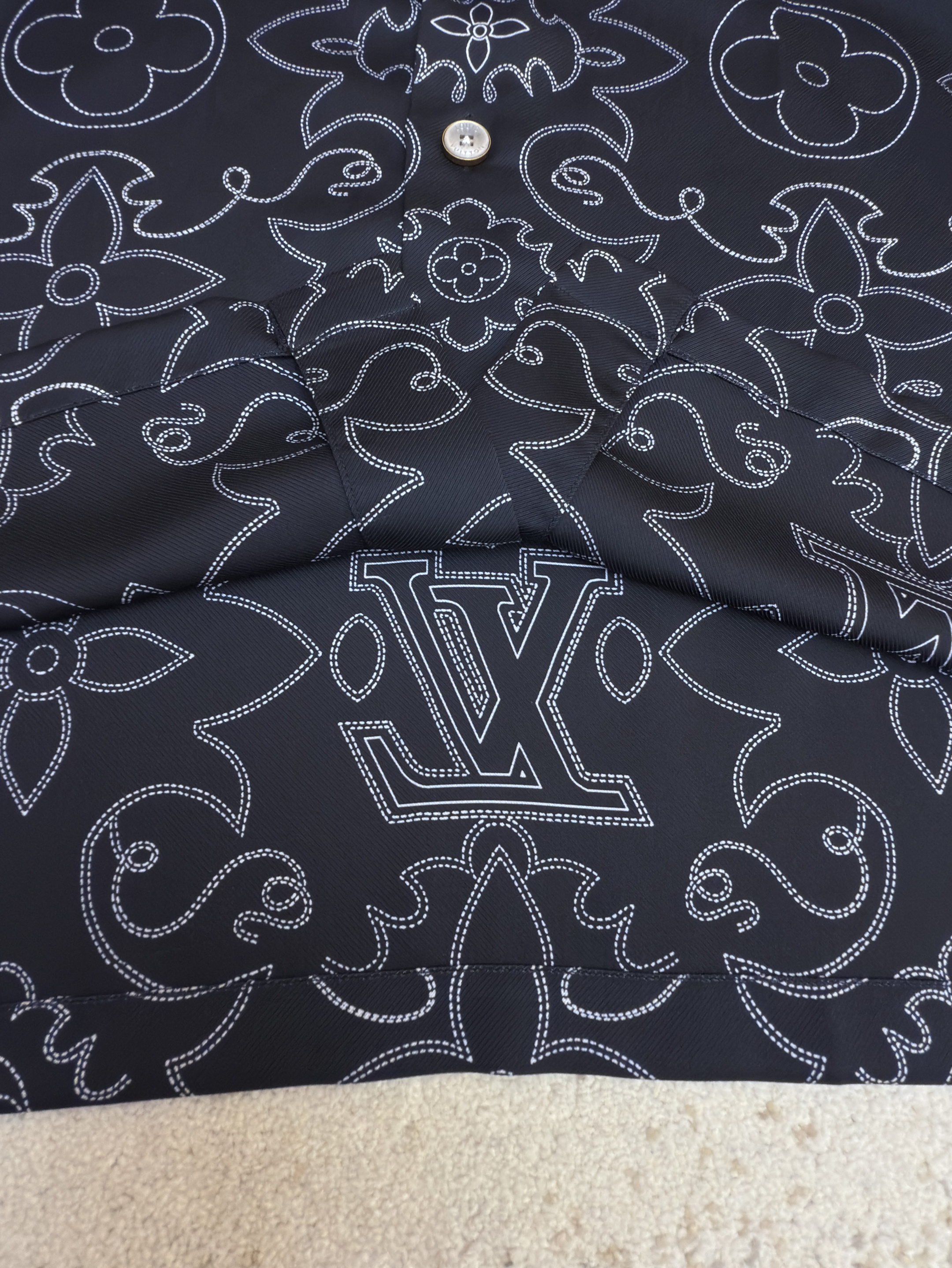 LOUIS VUITTON 路易威登 LV 线条双面印花短袖衬衫 外套 夏季 B0