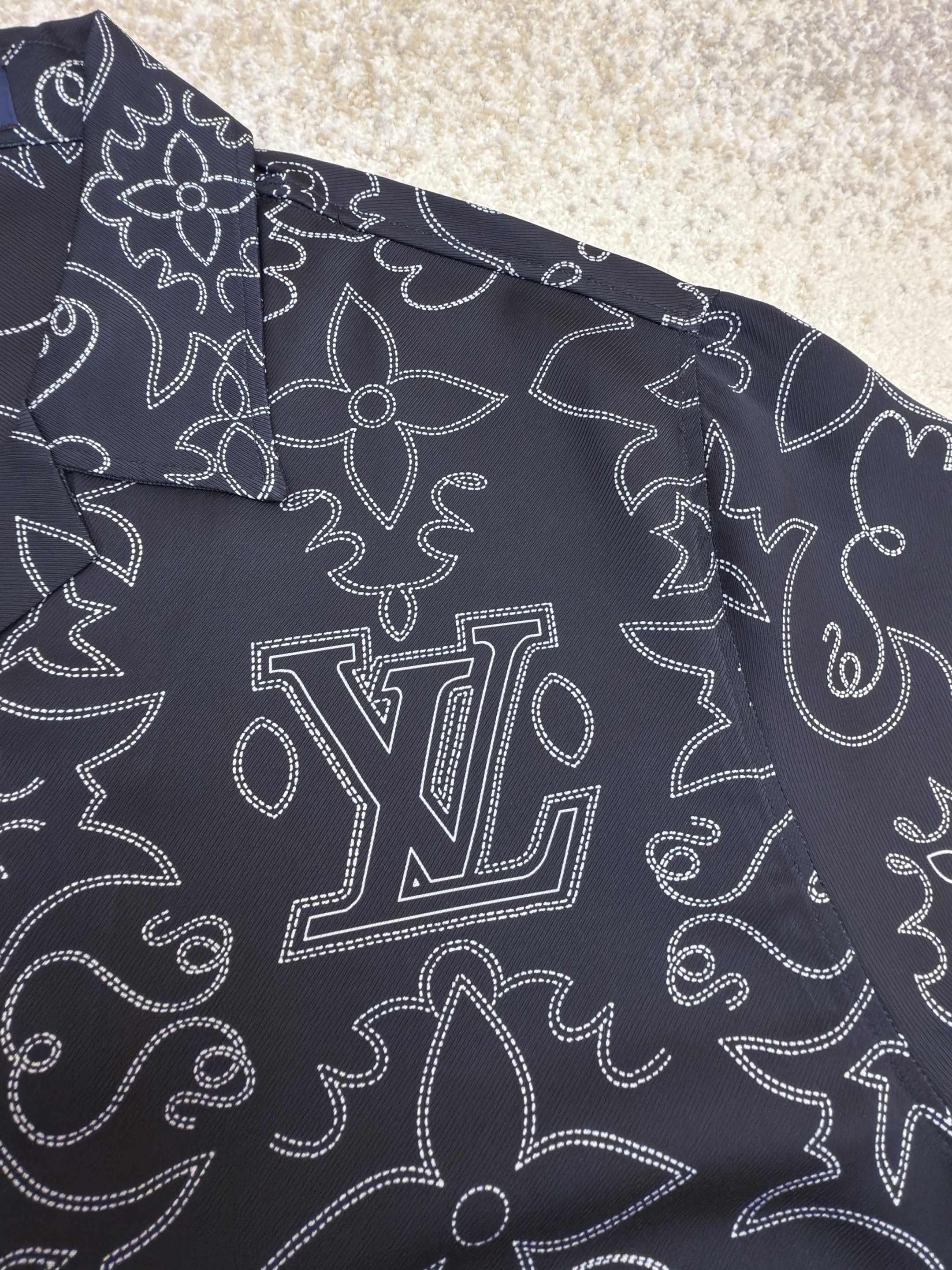 LOUIS VUITTON 路易威登 LV 线条双面印花短袖衬衫 外套 夏季 B0