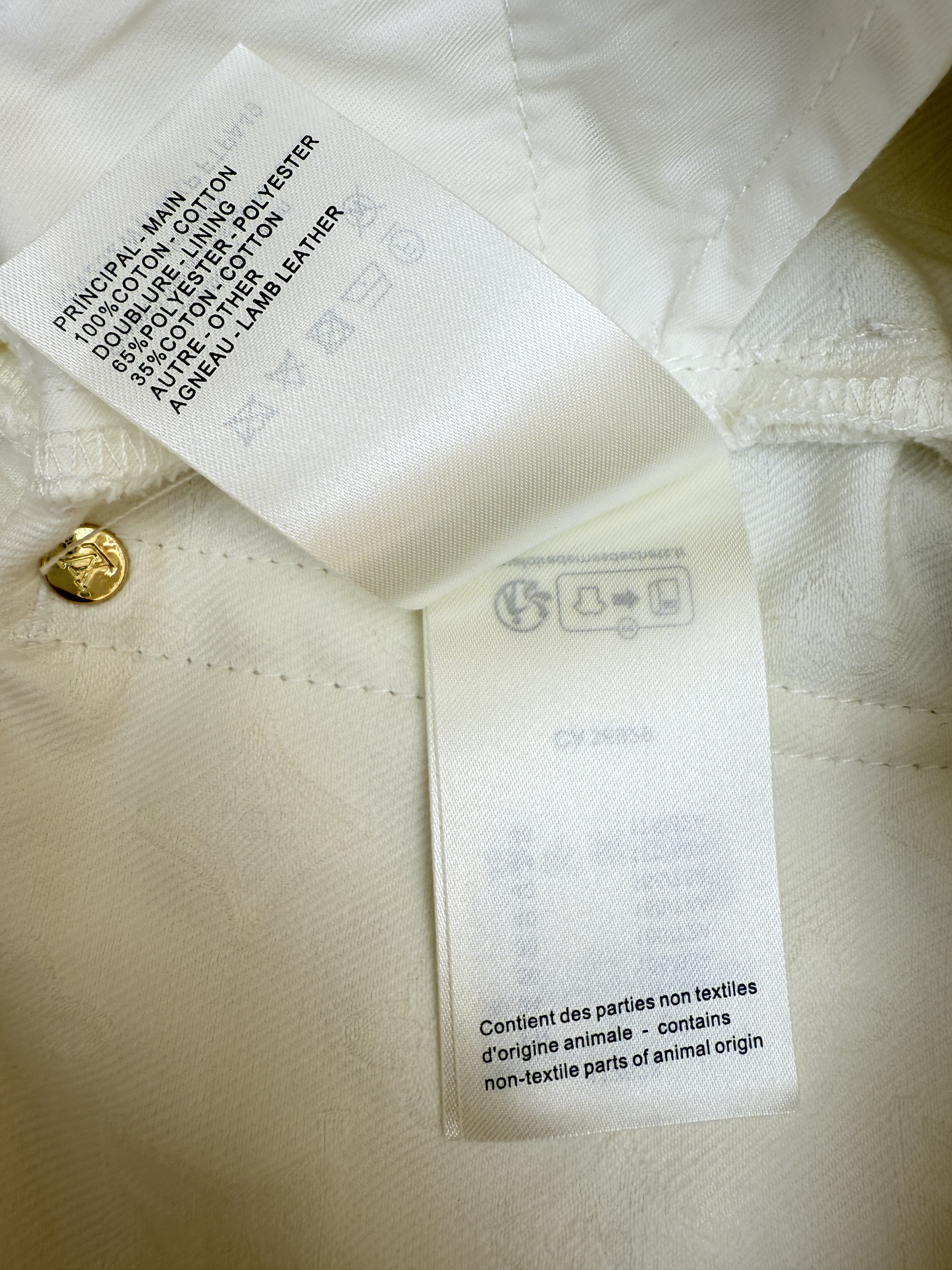 LOUIS VUITTON  路易威登 LV 老花立体浮雕提花牛仔裤 裤子 长裤 白色 B2