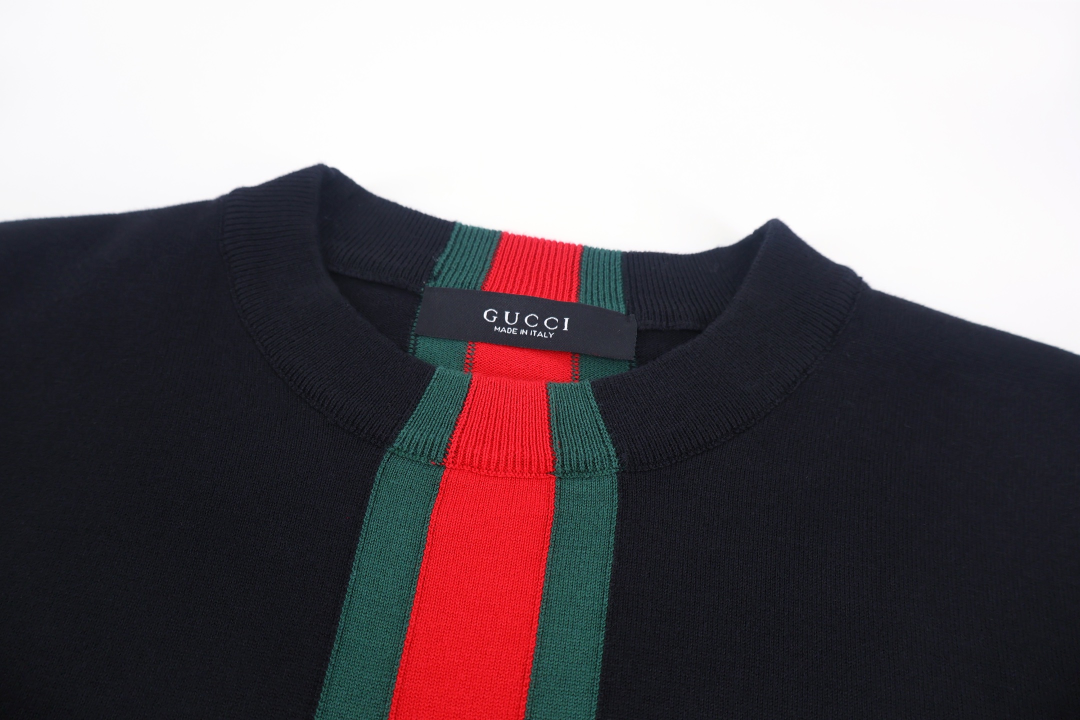 GUCCI 古驰 竖条纹提花圆领毛衣 针织衫 外套 秋冬 长袖 黑色  白色 B0