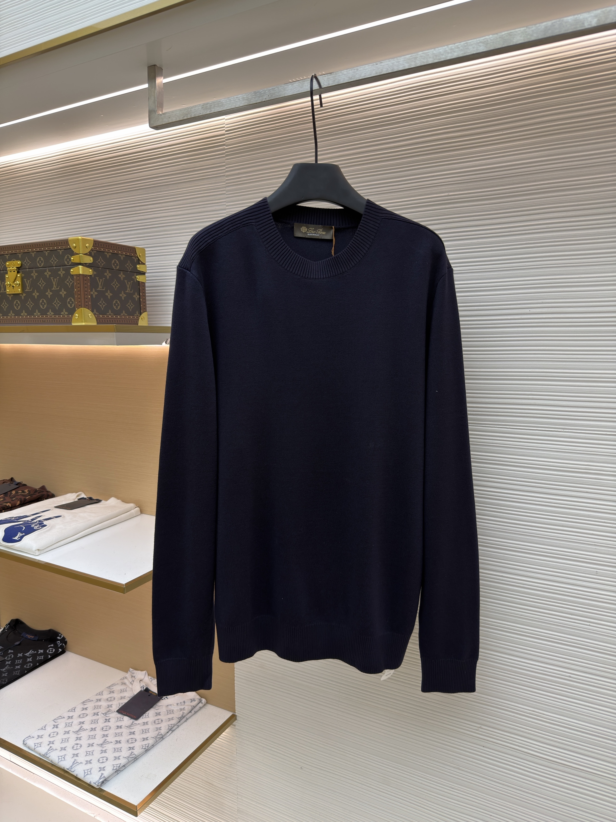 Loro Piana LP 纯色圆领针织毛衣 针织衫 外套 长袖 秋冬 藏蓝色 B5