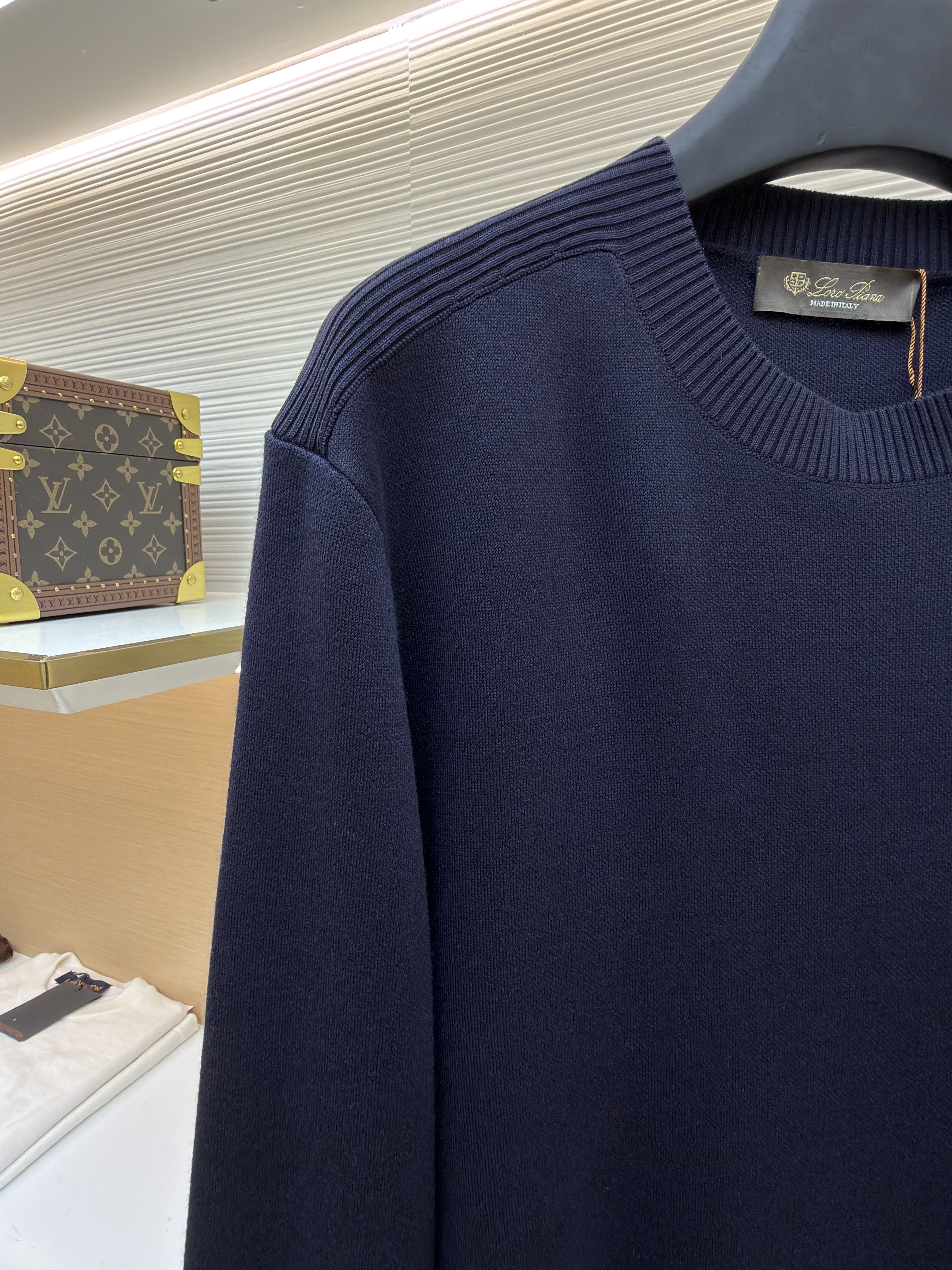 Loro Piana LP 纯色圆领针织毛衣 针织衫 外套 长袖 秋冬 藏蓝色 B5