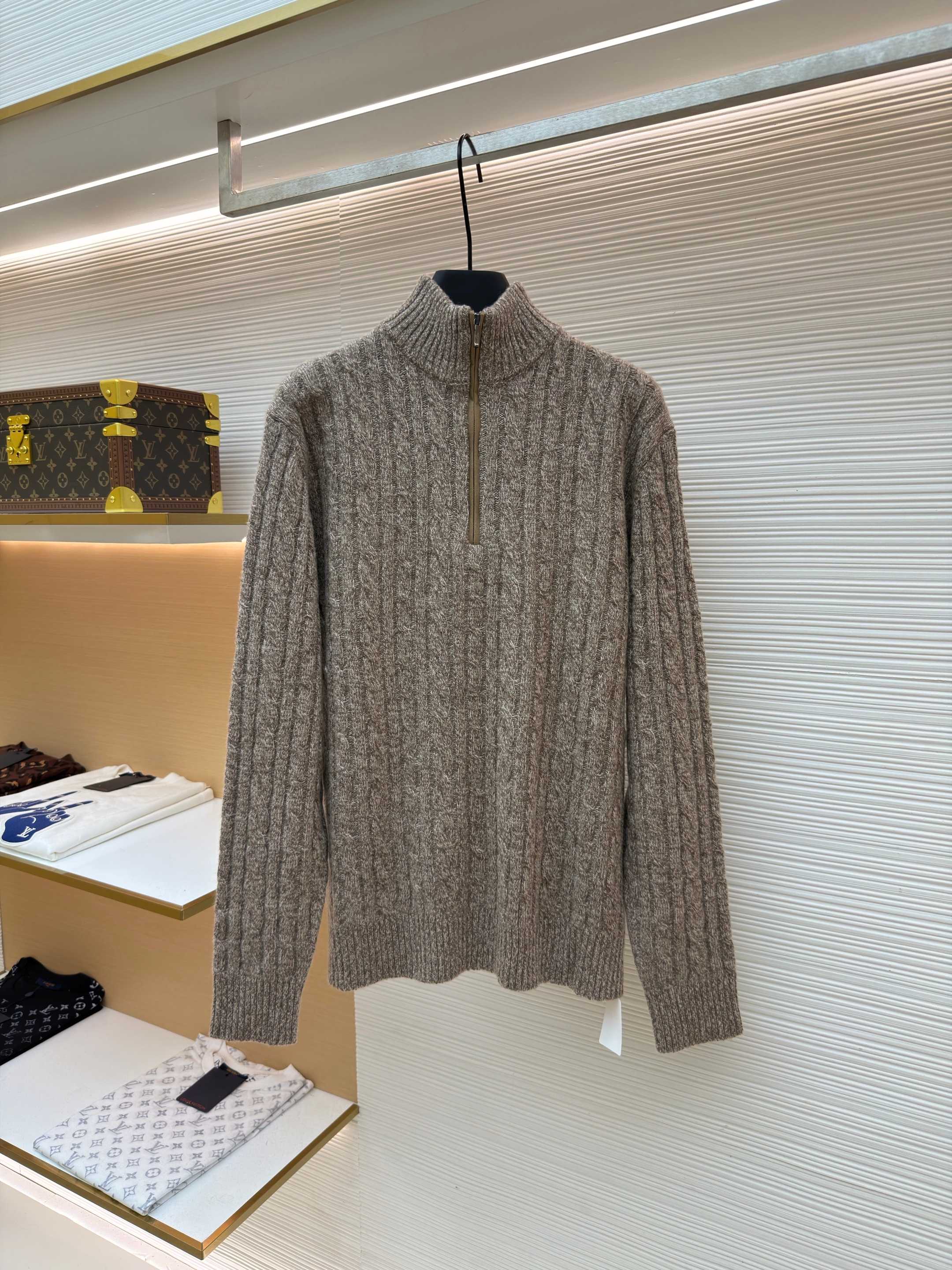 Loro Piana LP 羊毛半拉链针织毛衣 针织衫 外套 长袖 秋冬 杏色 C0