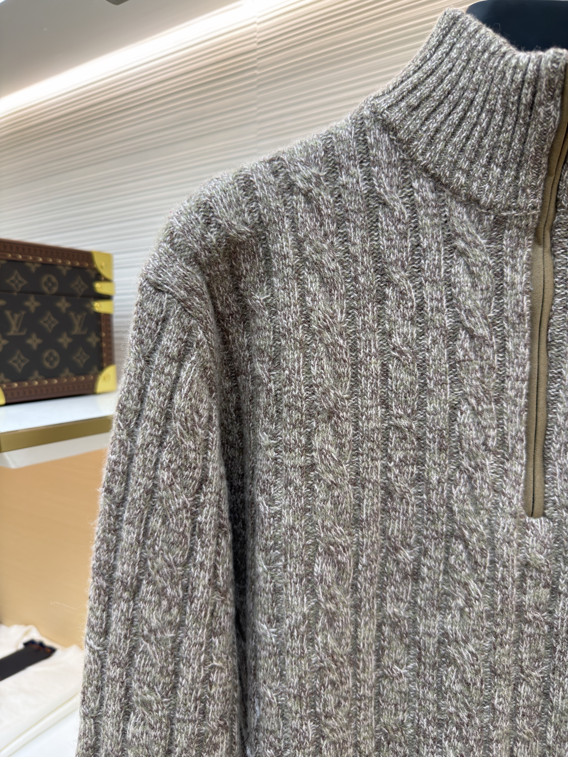 Loro Piana LP 羊毛半拉链针织毛衣 针织衫 外套 长袖 秋冬 杏色 C0