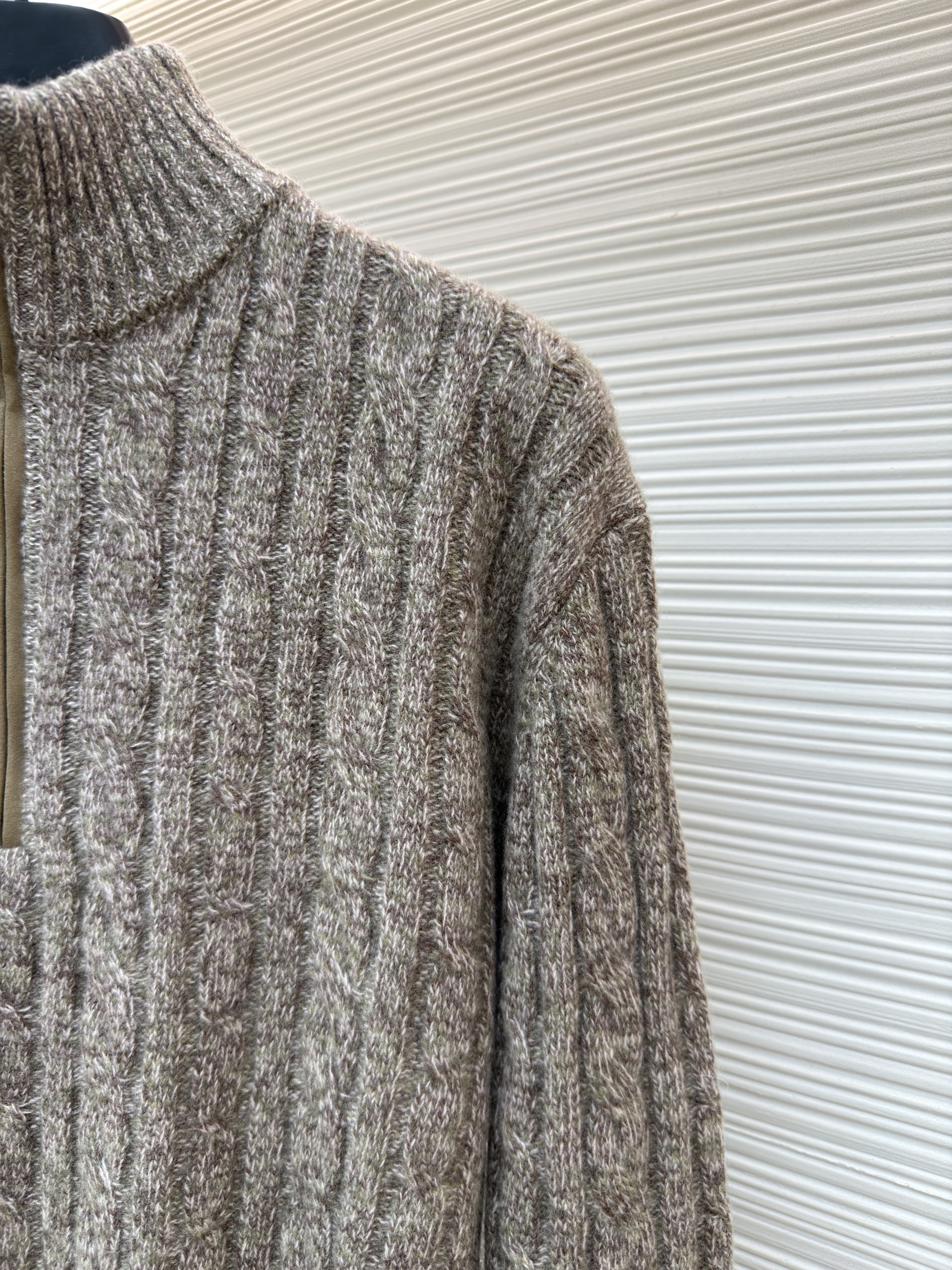 Loro Piana LP 羊毛半拉链针织毛衣 针织衫 外套 长袖 秋冬 杏色 C0