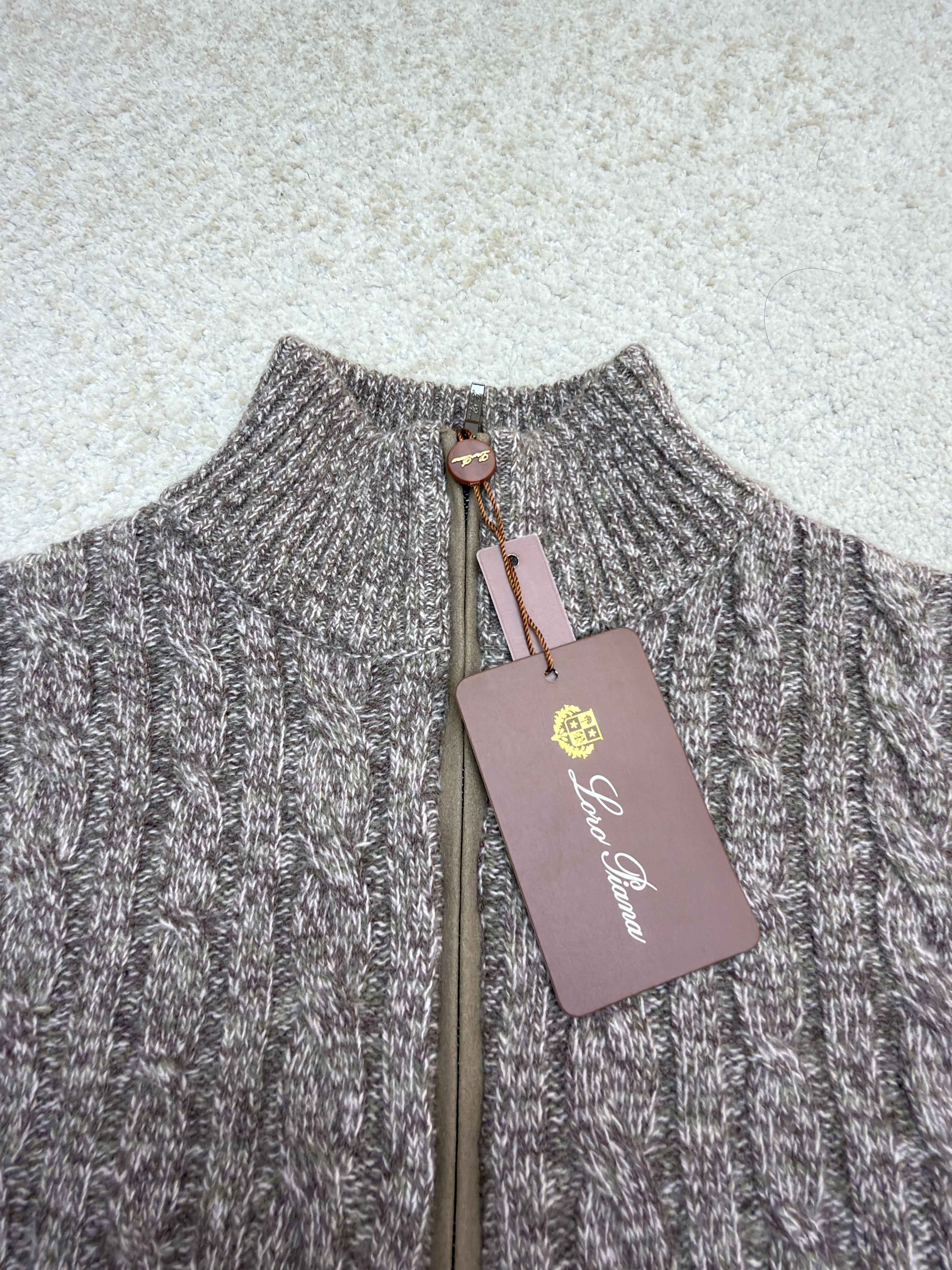 Loro Piana LP 羊毛半拉链针织毛衣 针织衫 外套 长袖 秋冬 杏色 C0