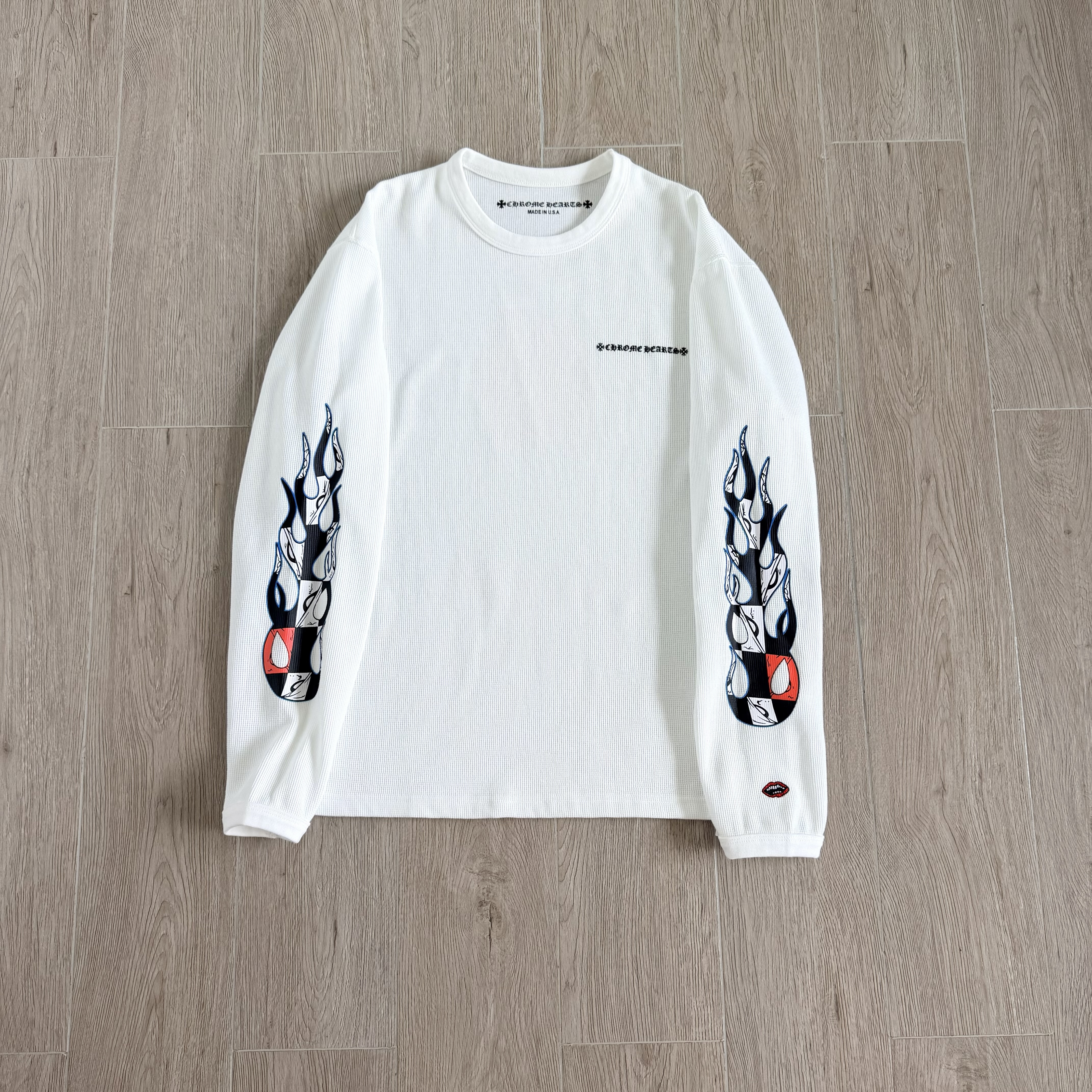 Chrome Hearts 克罗心 华夫格涂鸦圆领长袖T恤 卫衣 秋冬 白色