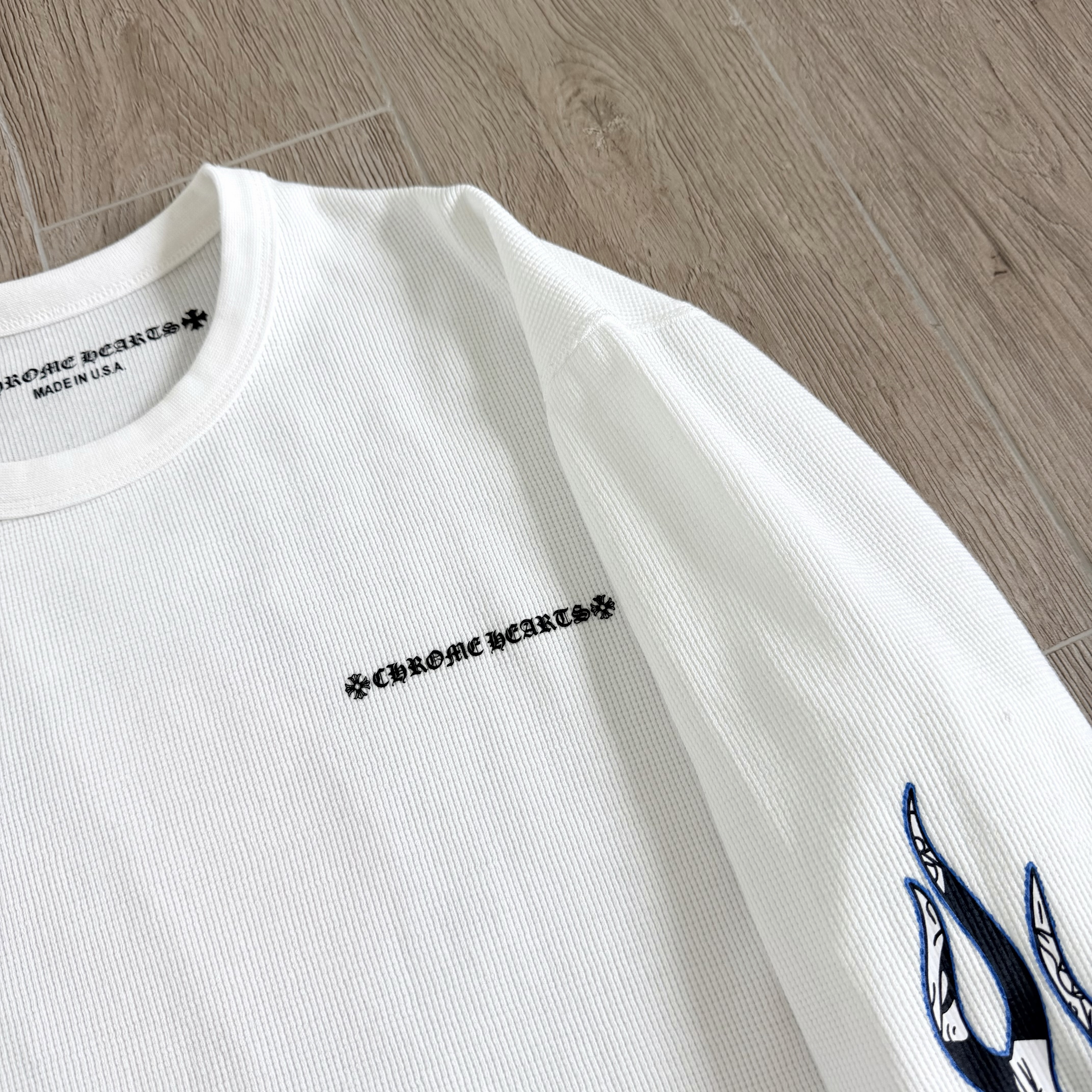 Chrome Hearts 克罗心 华夫格涂鸦圆领长袖T恤 卫衣 秋冬 白色