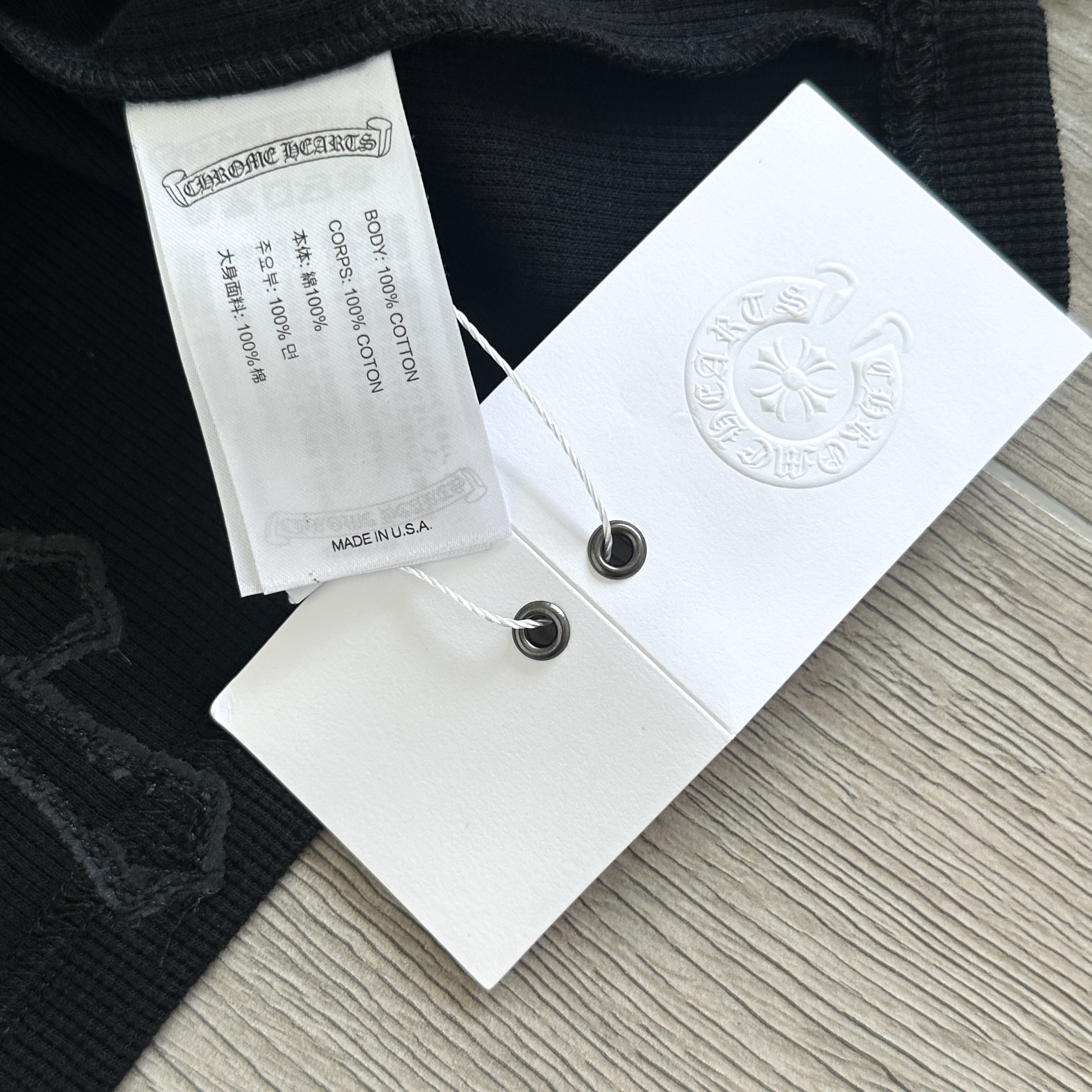 925 Chrome Hearts 克罗心 亨利领前后十字架贴标华夫格T恤 卫衣 长袖 白色 黑色 