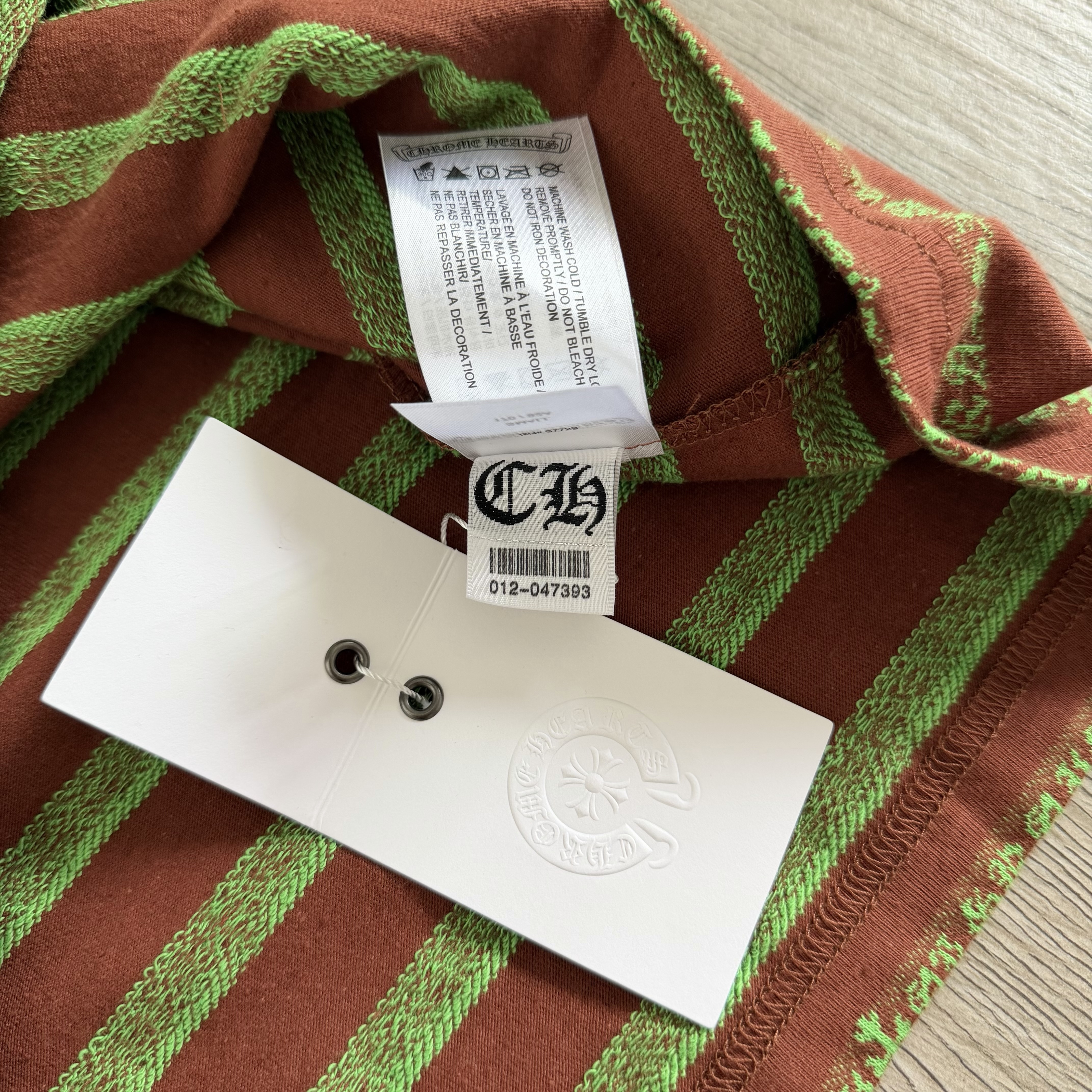 Chrome Hearts CH 克罗心 撞色色织满印刺绣蔓藤Polo衫 T恤 长袖 棕绿色