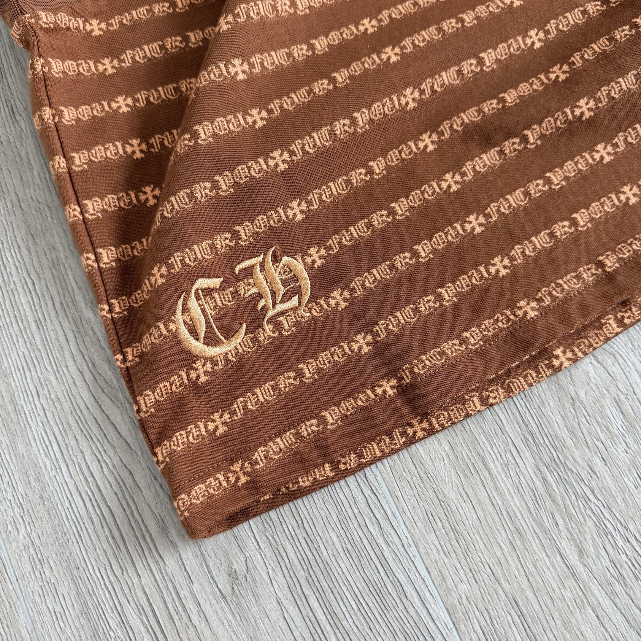 Chrome Hearts CH 克罗心 色织满印刺绣蔓藤圆领背心 短袖 T恤 女款 棕色