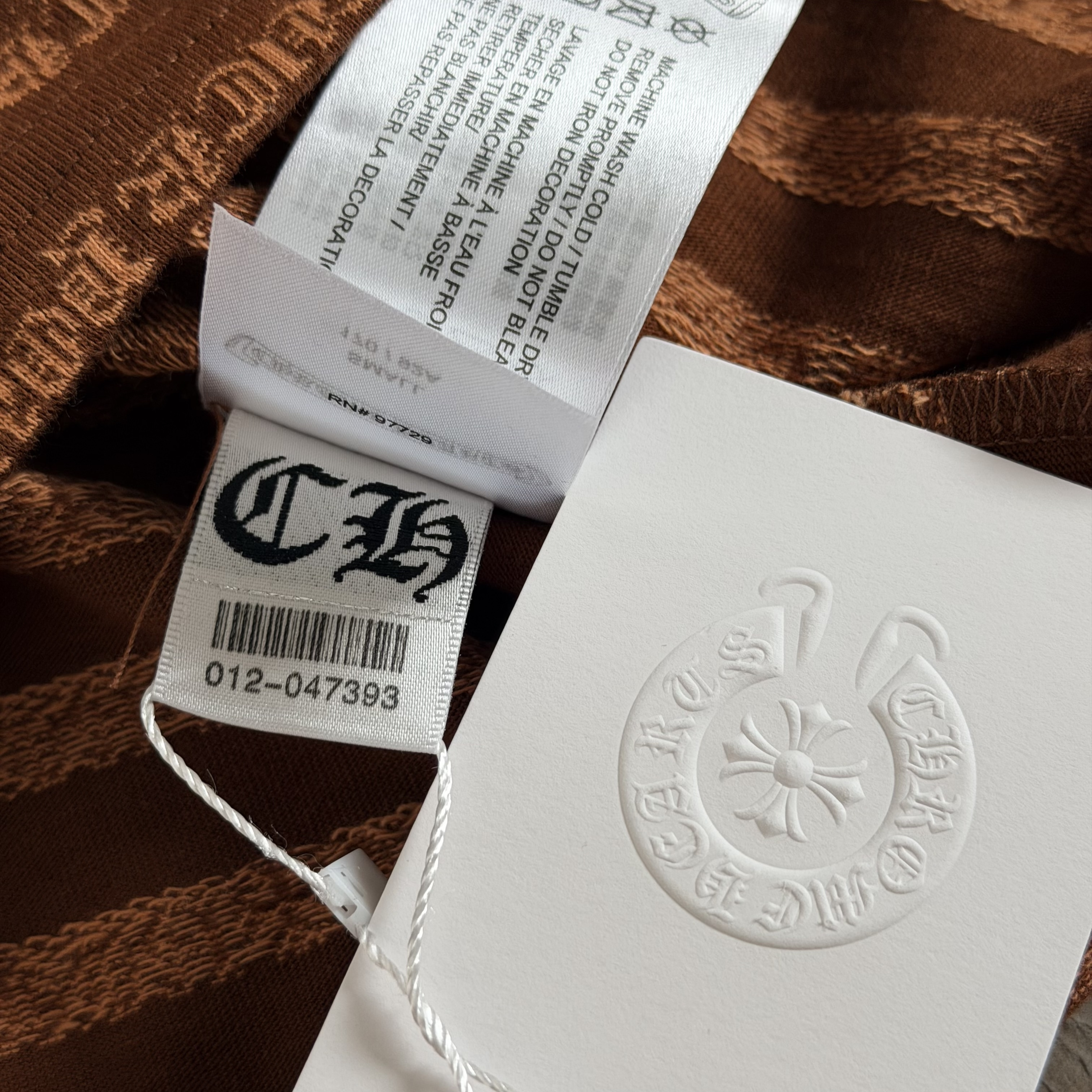 Chrome Hearts CH 克罗心 色织满印刺绣蔓藤圆领短袖 T恤 短款 女款 棕色