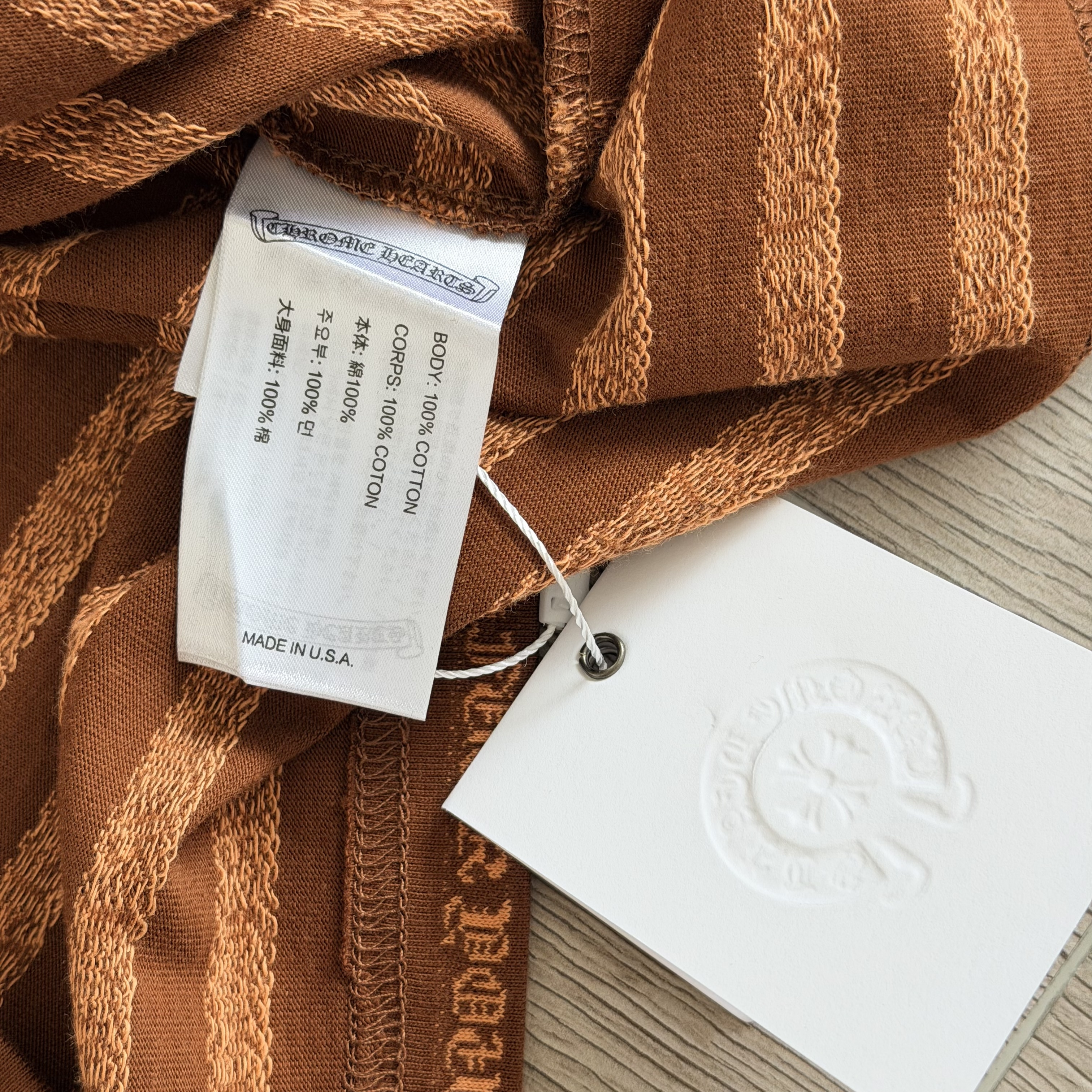 Chrome Hearts CH 克罗心 色织满印刺绣蔓藤Polo衫 T恤 长袖 棕色