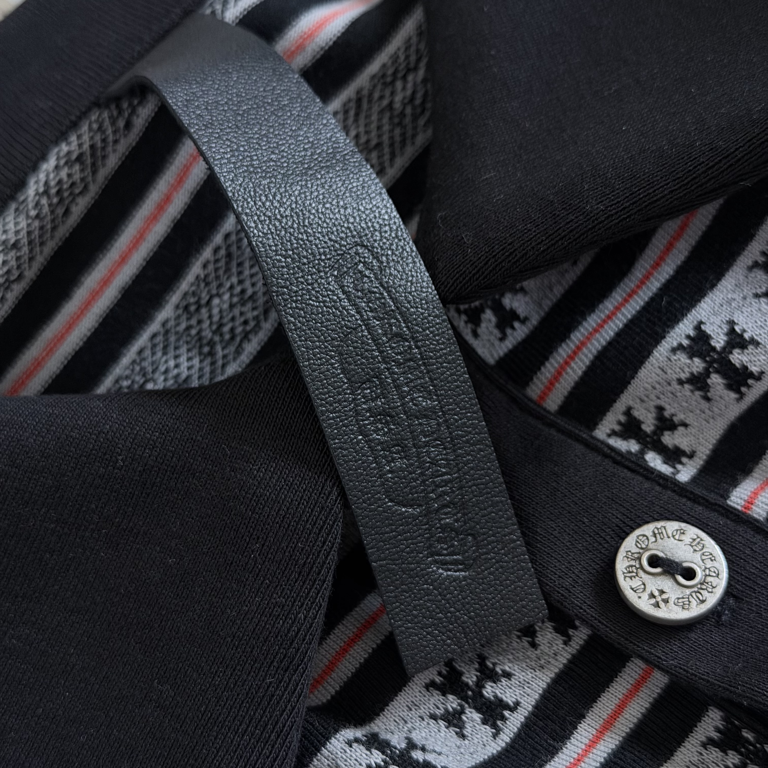 Chrome Hearts CH 克罗心 条纹色织满印刺绣蔓藤Polo衫 T恤 长袖 黑色 绿色 粉色 蓝色