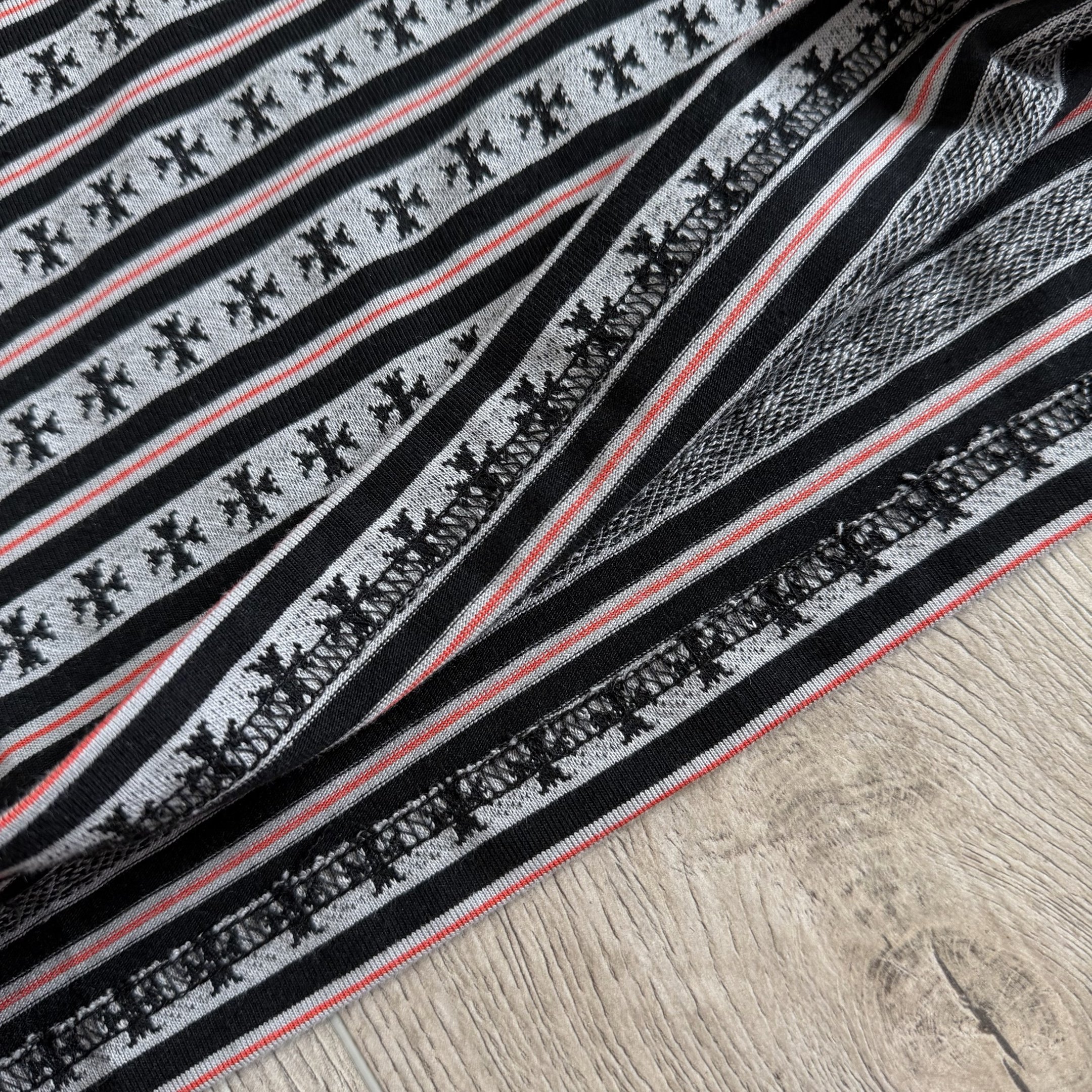 Chrome Hearts CH 克罗心 条纹色织满印刺绣蔓藤Polo衫 T恤 长袖 黑色 绿色 粉色 蓝色
