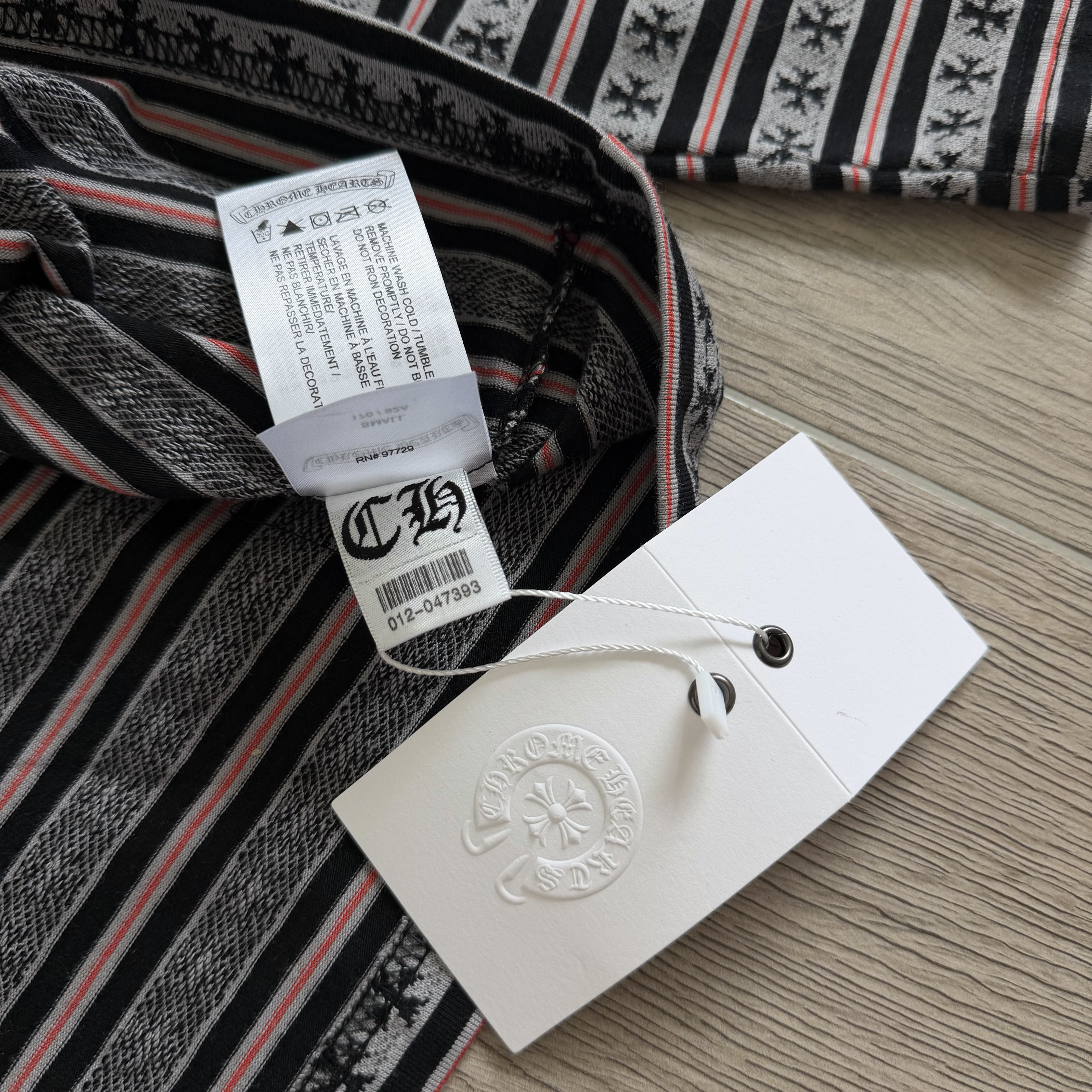 Chrome Hearts CH 克罗心 条纹色织满印刺绣蔓藤Polo衫 T恤 长袖 黑色 绿色 粉色 蓝色