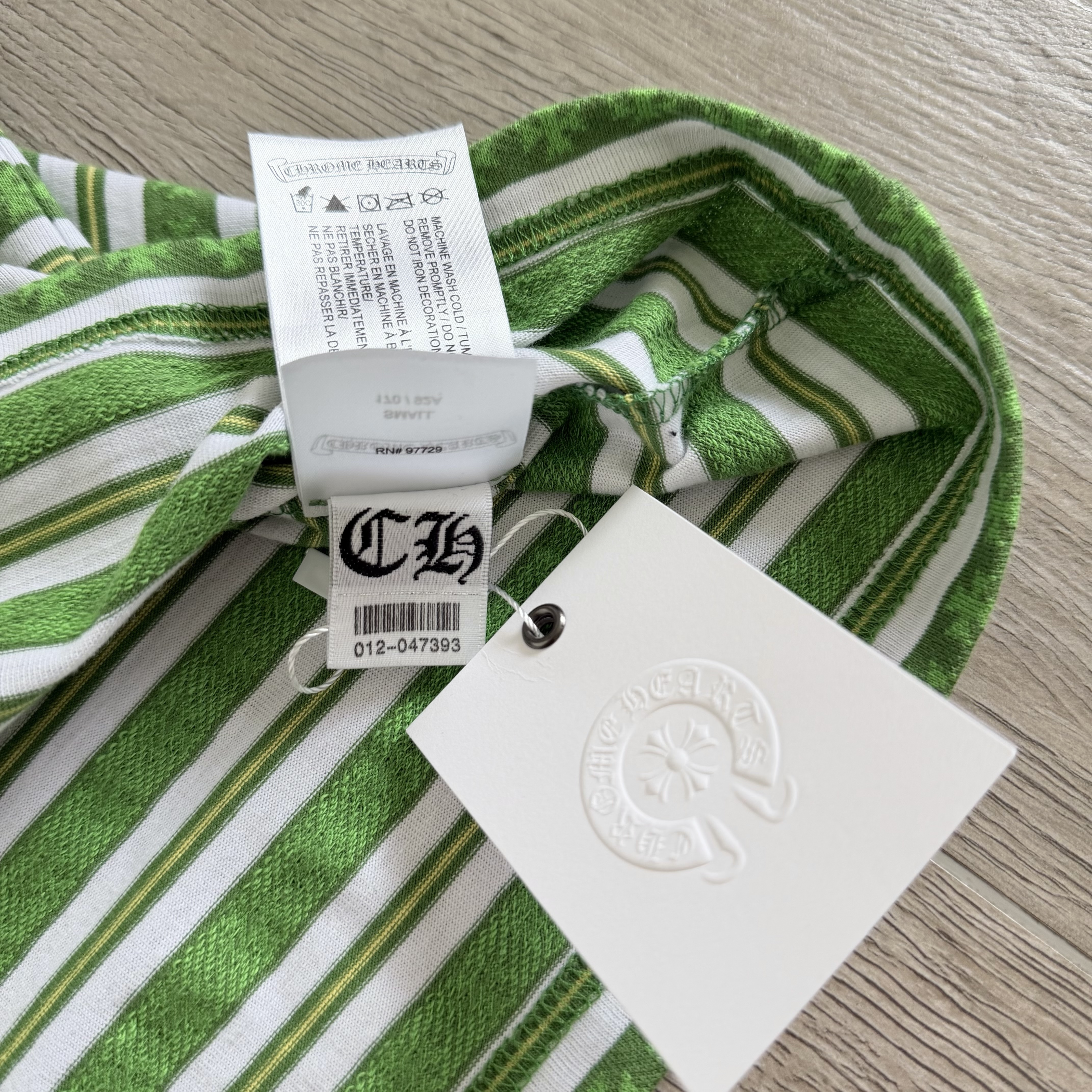 Chrome Hearts CH 克罗心 条纹色织满印刺绣蔓藤Polo衫 T恤 长袖 黑色 绿色 粉色 蓝色