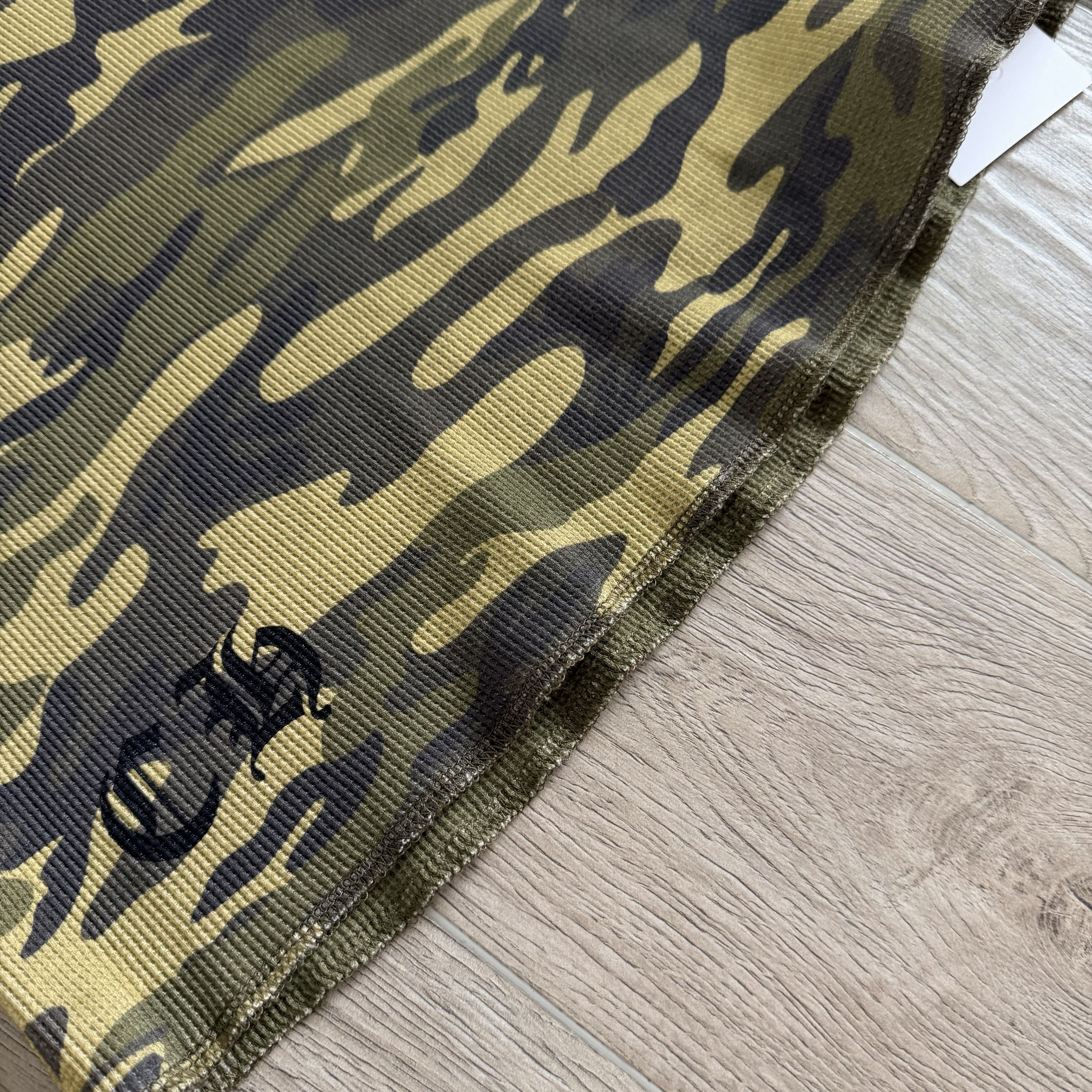 Chrome Hearts CH 克罗心 保暖系列 华夫格后背十字架袖子火焰匕首印花圆领修身T恤 打底衫 长袖 女款 迷彩