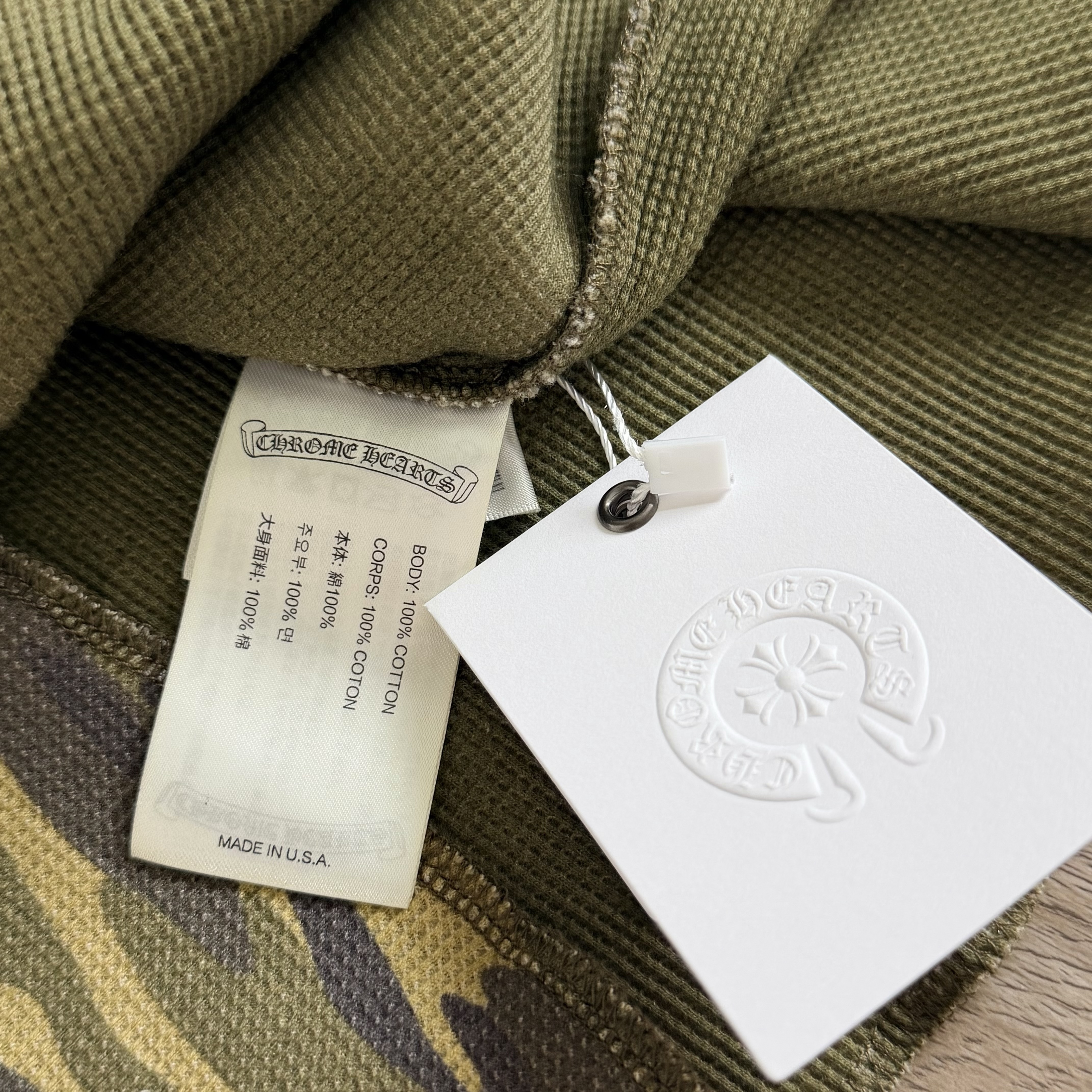 Chrome Hearts CH 克罗心 保暖系列 华夫格后背十字架袖子火焰匕首印花圆领修身T恤 打底衫 长袖 女款 迷彩