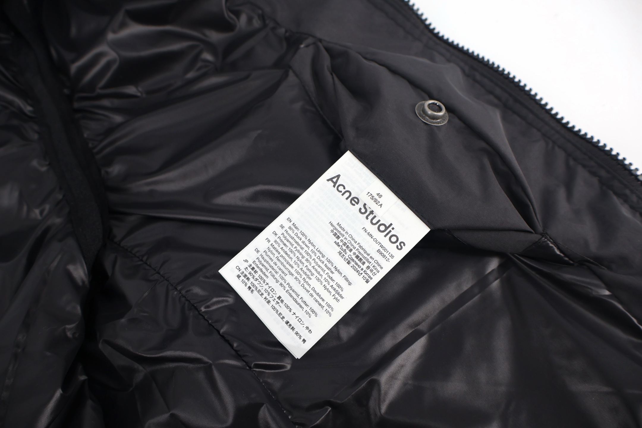 Acne Studios 排骨羽绒服马甲 背心 夹克 外套 保暖 黑色 C0