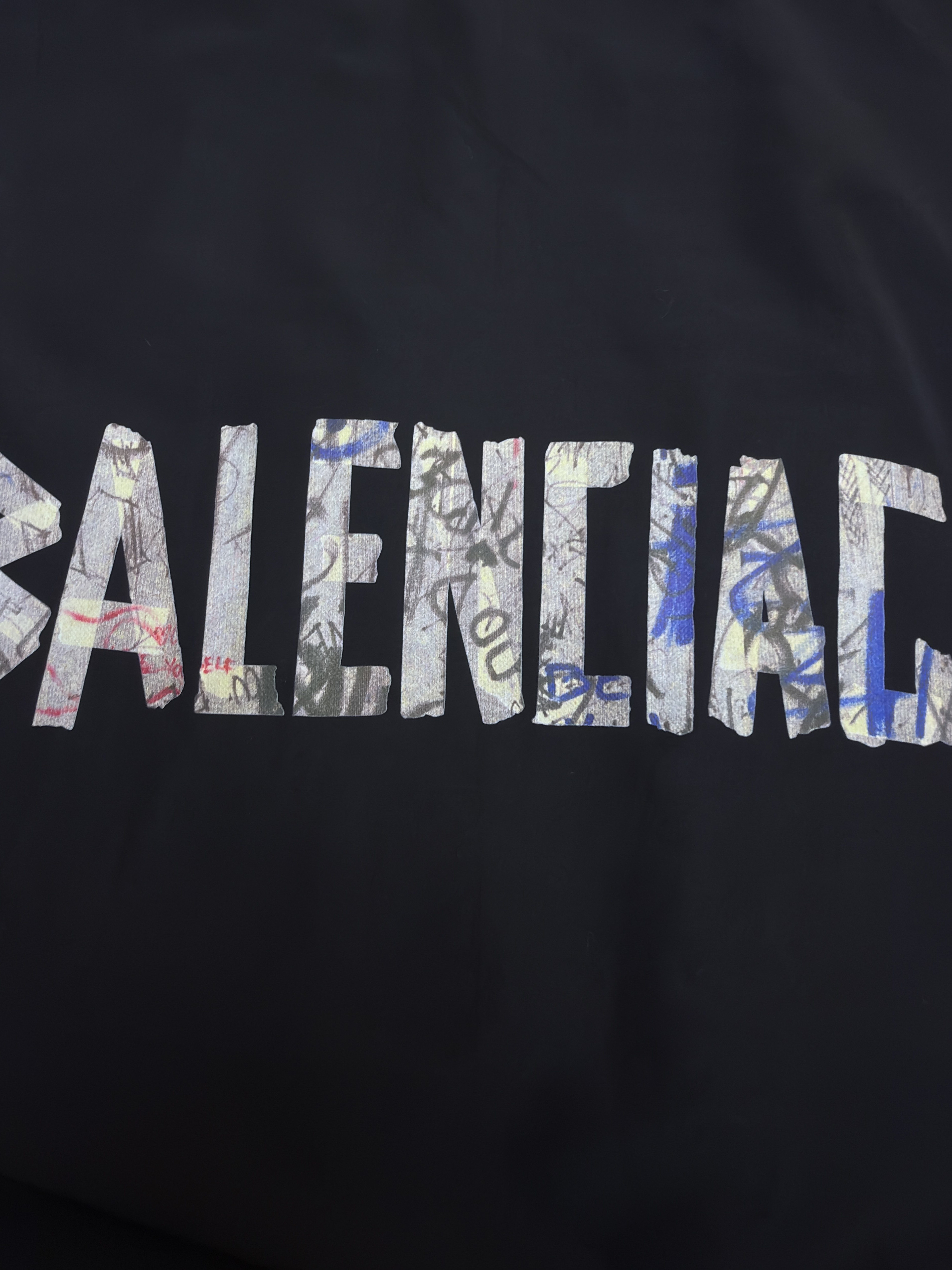 Balenciaga 巴黎世家 涂鸦胶带印花拉链立领夹克 外套 长袖 秋冬 黑色 B0
