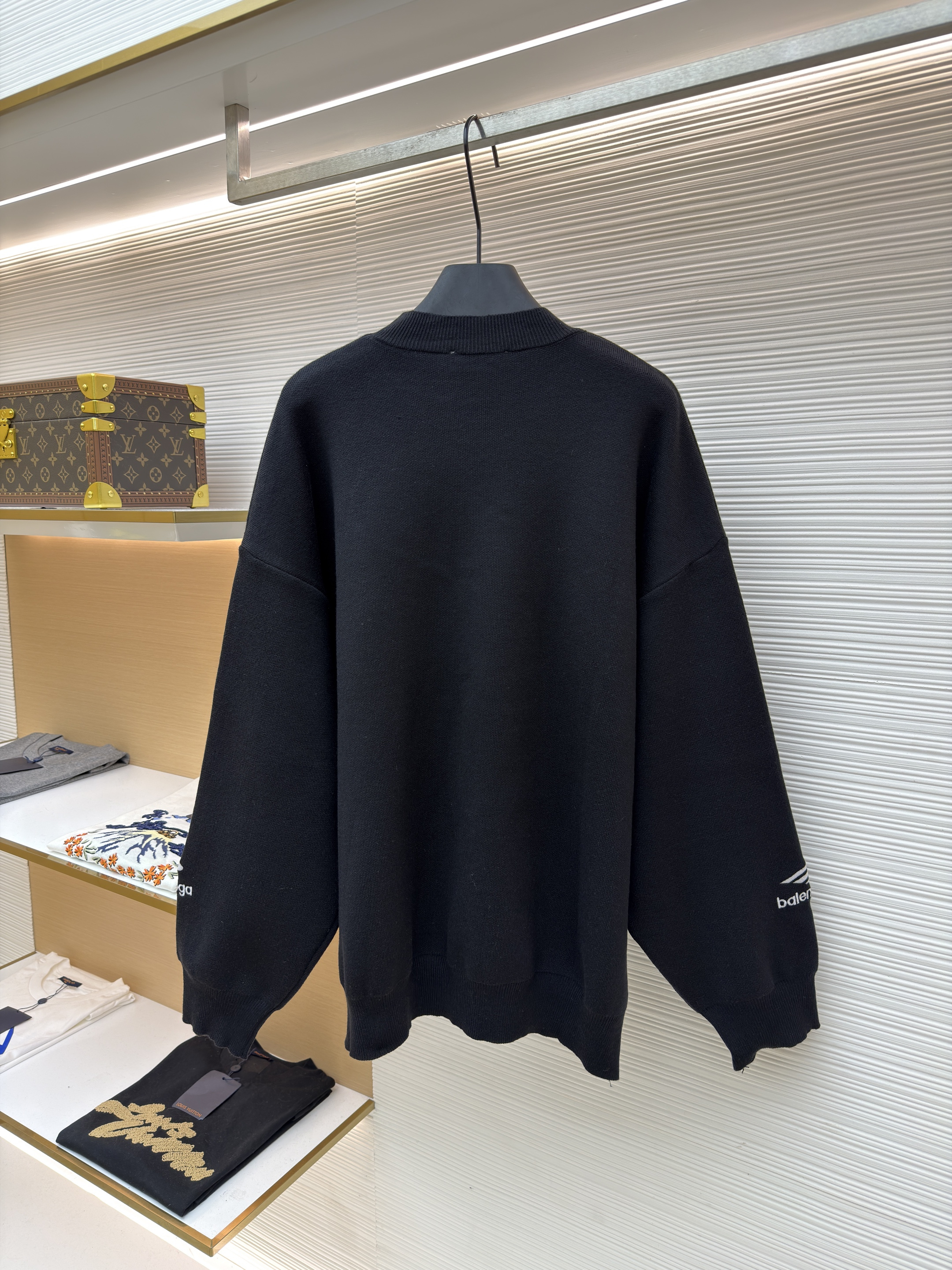 Balenciaga 巴黎世家 3B刺绣圆领毛衣 羊毛衫 针织衫 外套 长袖 白色 黑色 B0 