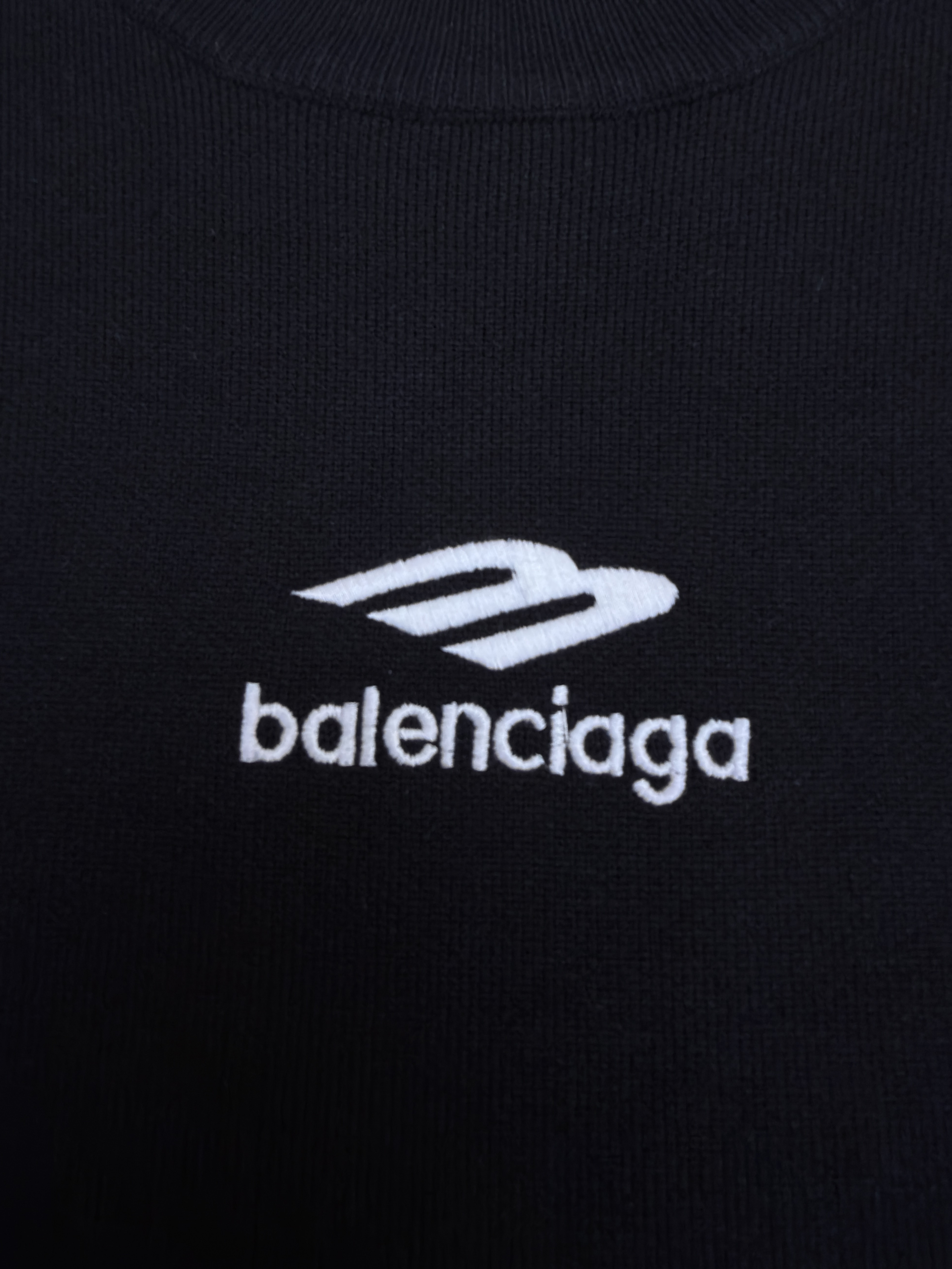 Balenciaga 巴黎世家 3B刺绣圆领毛衣 羊毛衫 针织衫 外套 长袖 白色 黑色 B0 