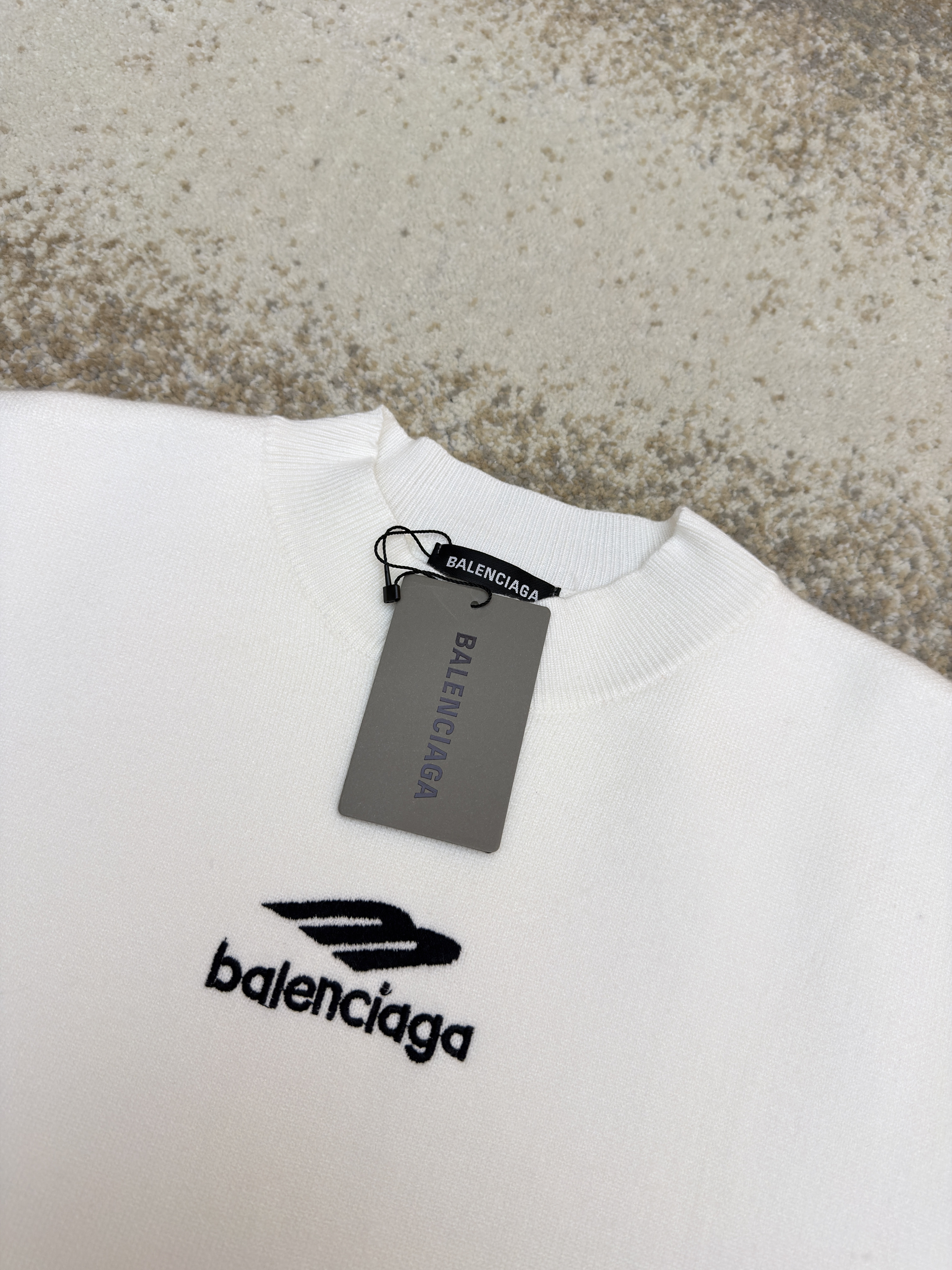 Balenciaga 巴黎世家 3B刺绣圆领毛衣 羊毛衫 针织衫 外套 长袖 白色 黑色 B0 
