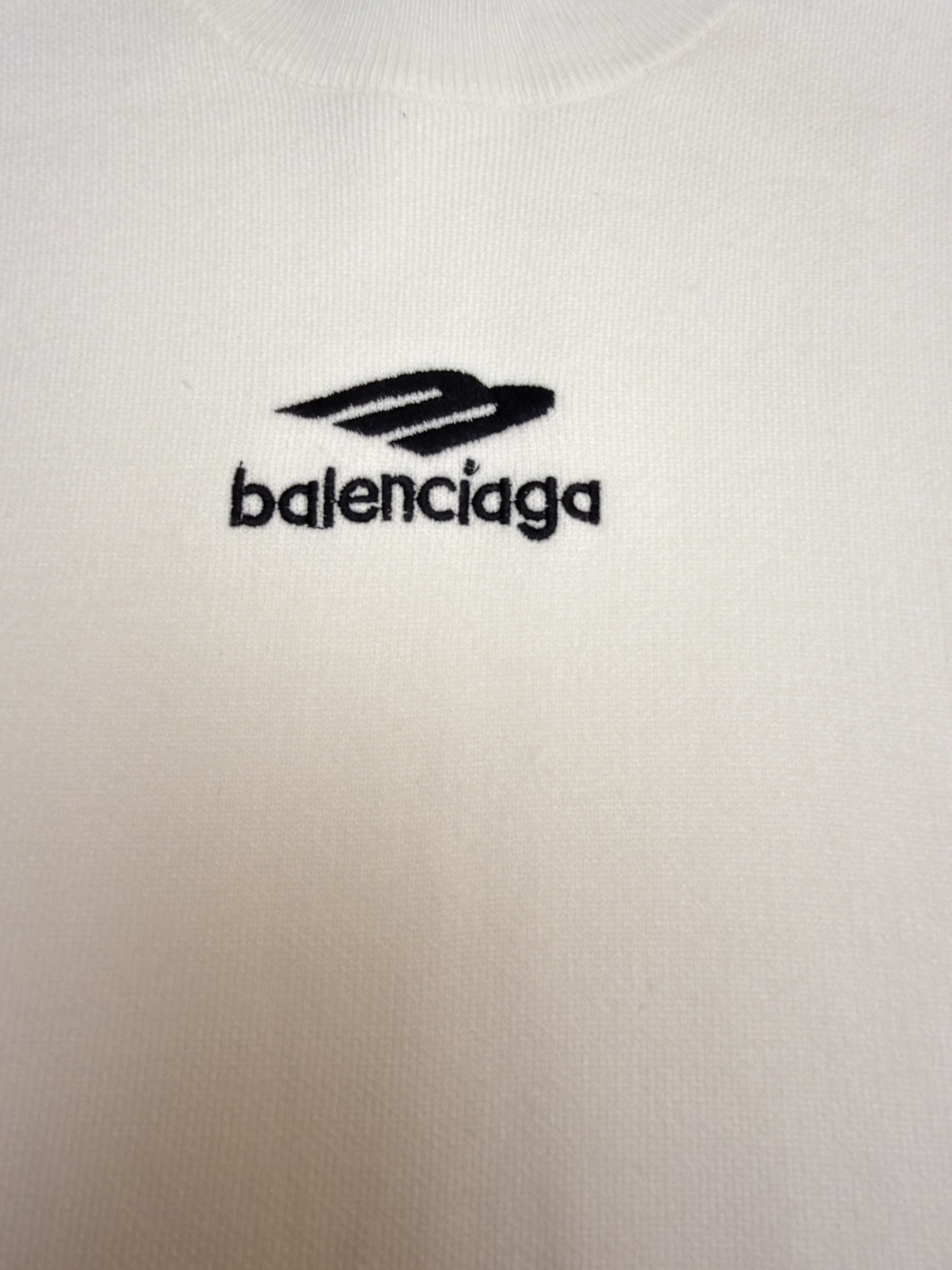 Balenciaga 巴黎世家 3B刺绣圆领毛衣 羊毛衫 针织衫 外套 长袖 白色 黑色 B0 