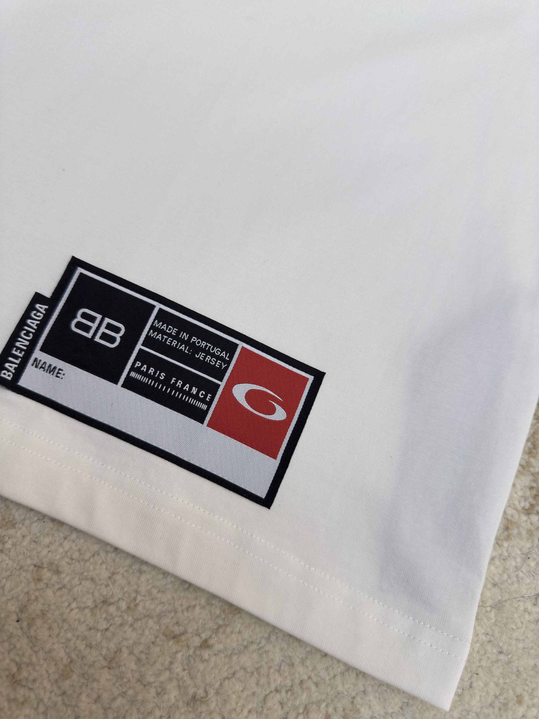 Balenciaga 巴黎世家 刺绣1号球衣圆领短袖 T恤 夏季 黑色 白色 A0 