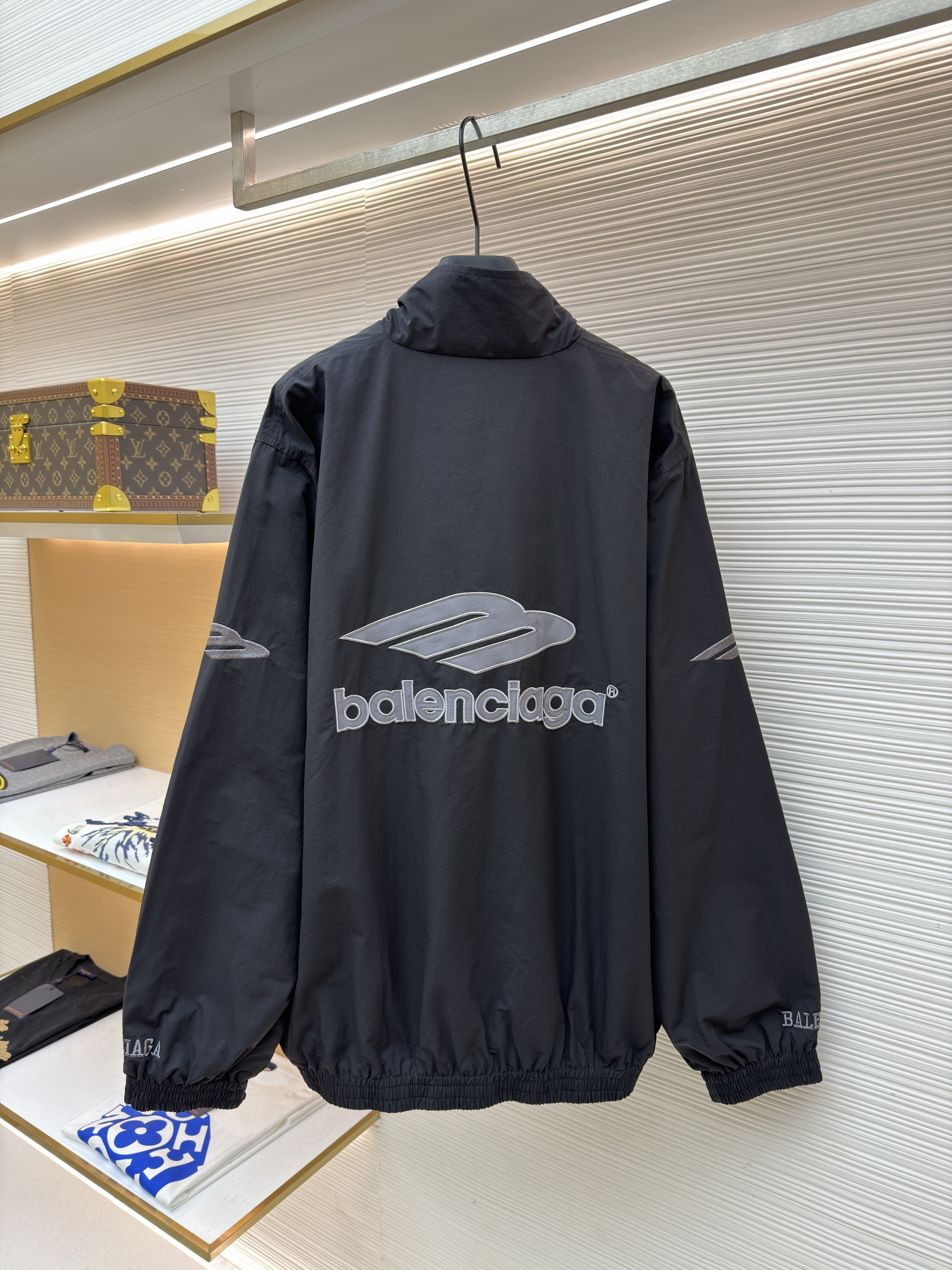 Balenciaga 巴黎世家 3B字母logo拉链立领外套 夹克 运动衫 长袖 黑色 蓝色 C0