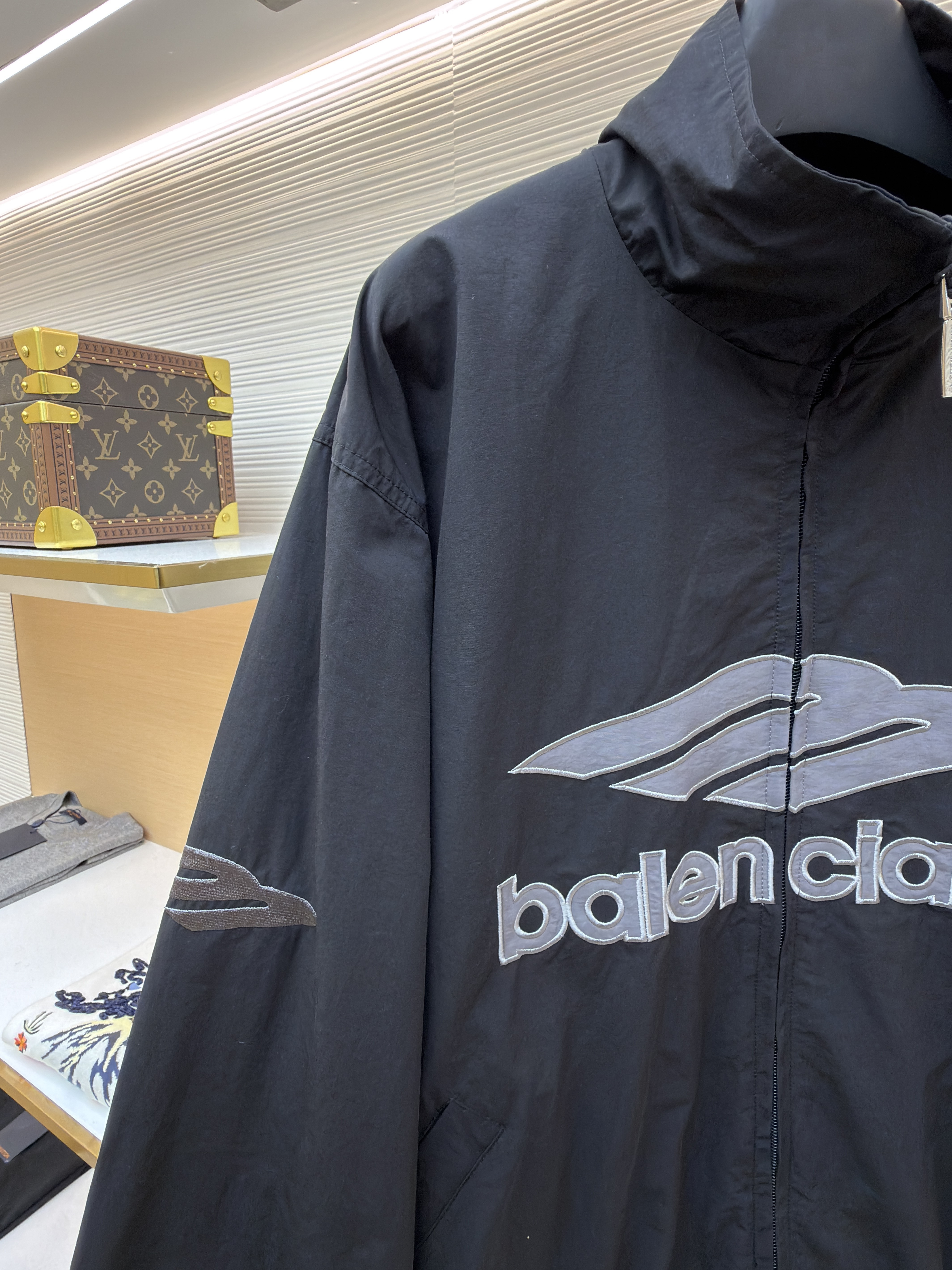 Balenciaga 巴黎世家 3B字母logo拉链立领外套 夹克 运动衫 长袖 黑色 蓝色 C0