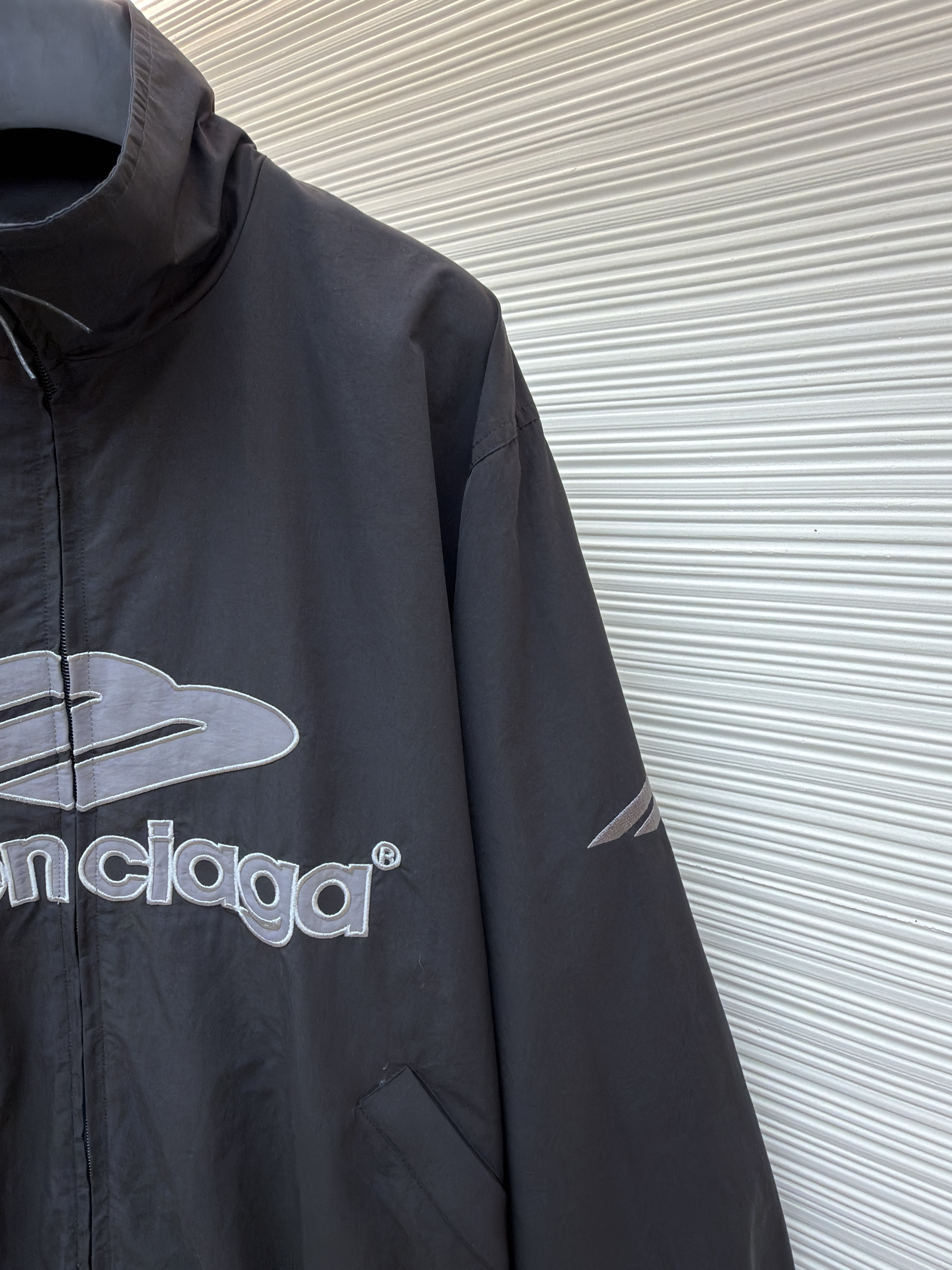 Balenciaga 巴黎世家 3B字母logo拉链立领外套 夹克 运动衫 长袖 黑色 蓝色 C0