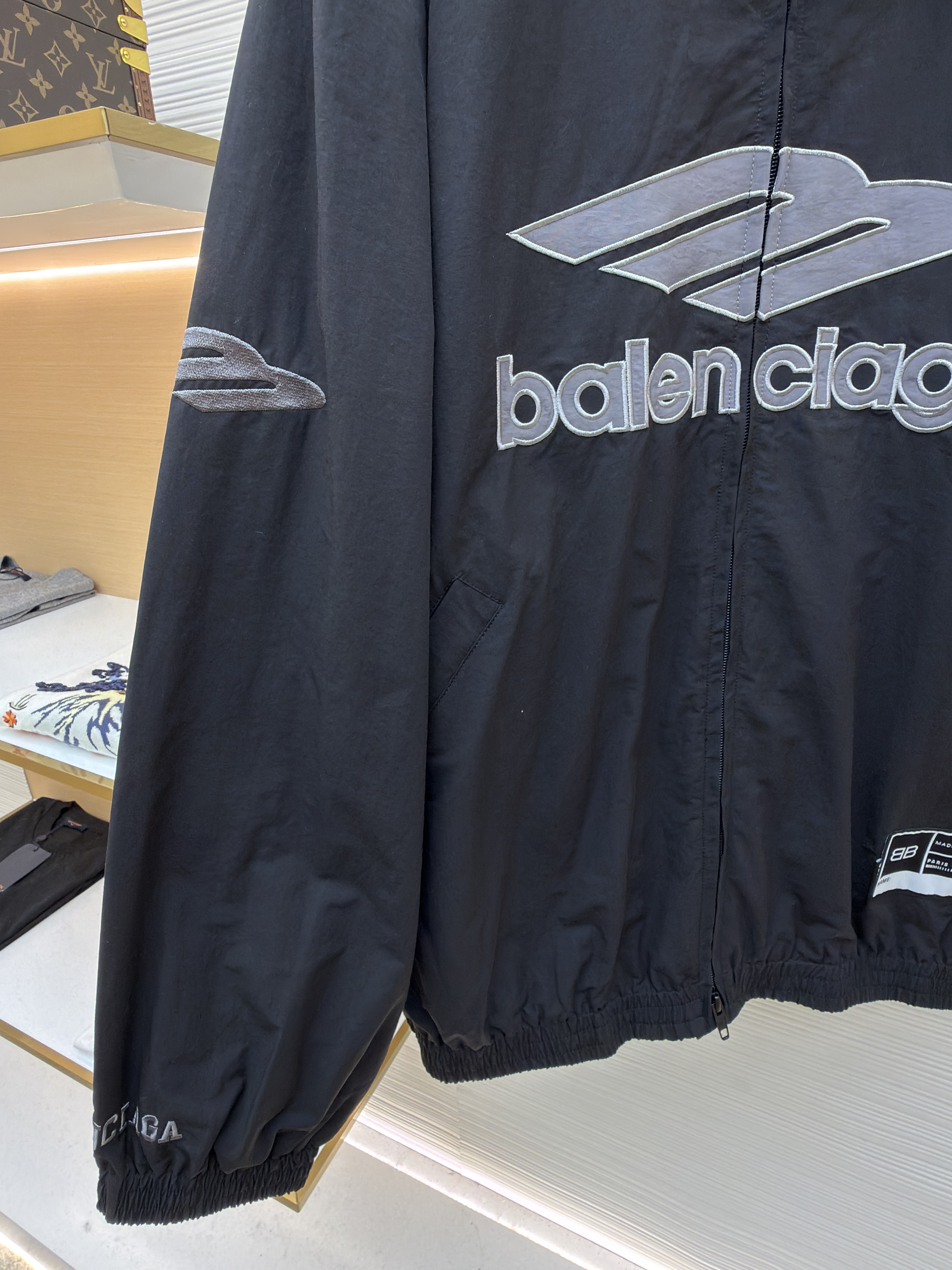 Balenciaga 巴黎世家 3B字母logo拉链立领外套 夹克 运动衫 长袖 黑色 蓝色 C0