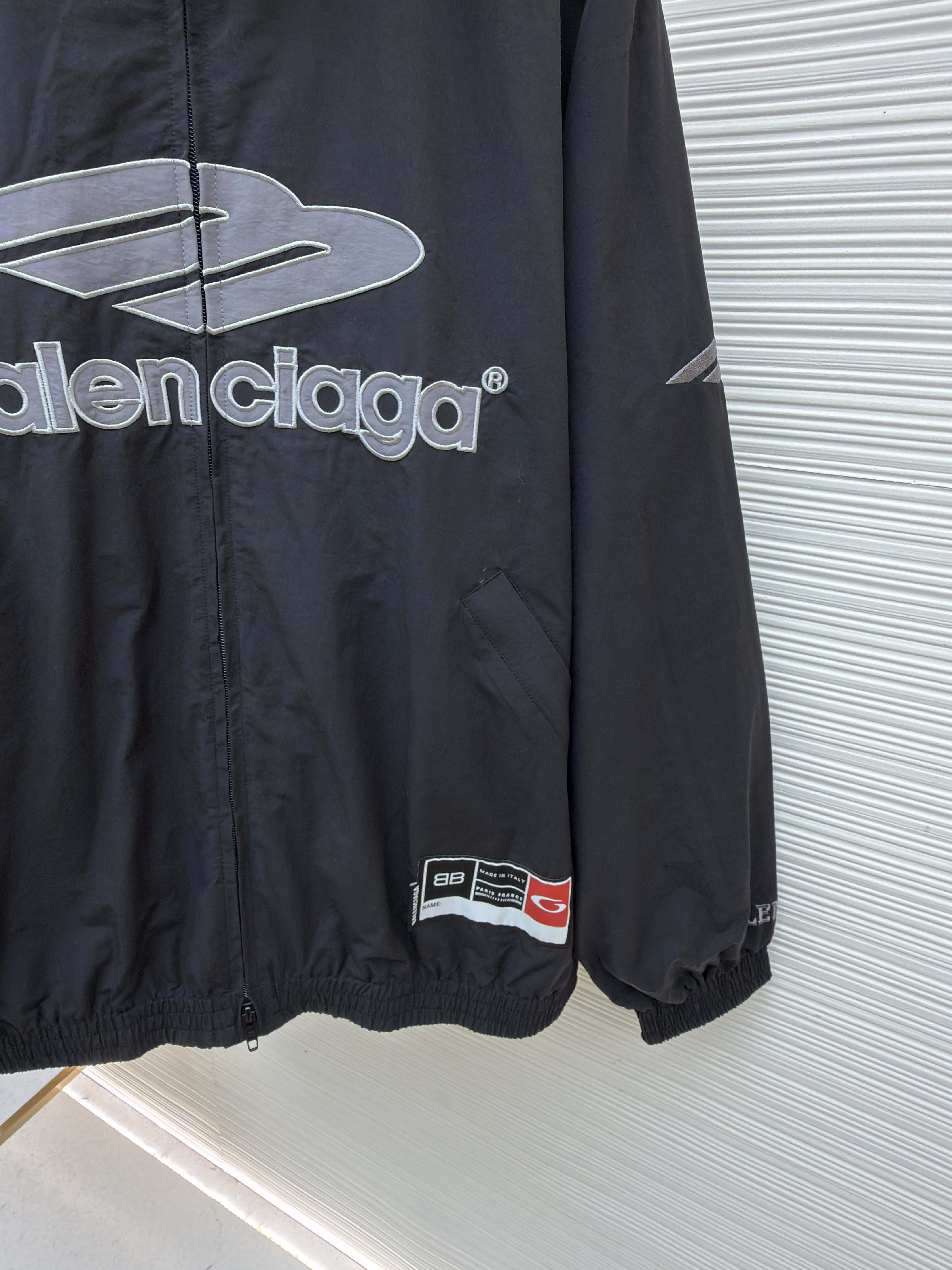 Balenciaga 巴黎世家 3B字母logo拉链立领外套 夹克 运动衫 长袖 黑色 蓝色 C0