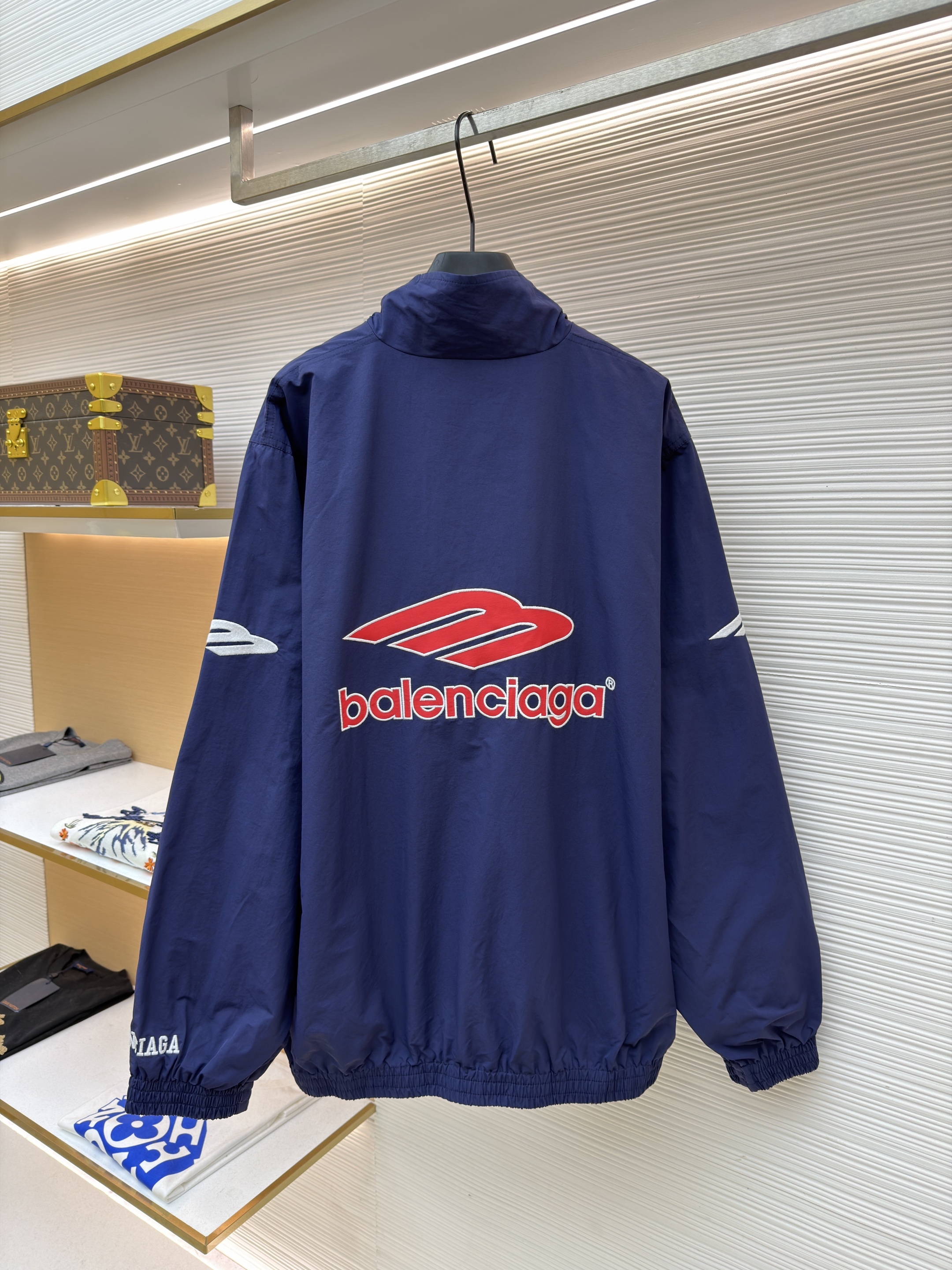 Balenciaga 巴黎世家 3B字母logo拉链立领外套 夹克 运动衫 长袖 黑色 蓝色 C0