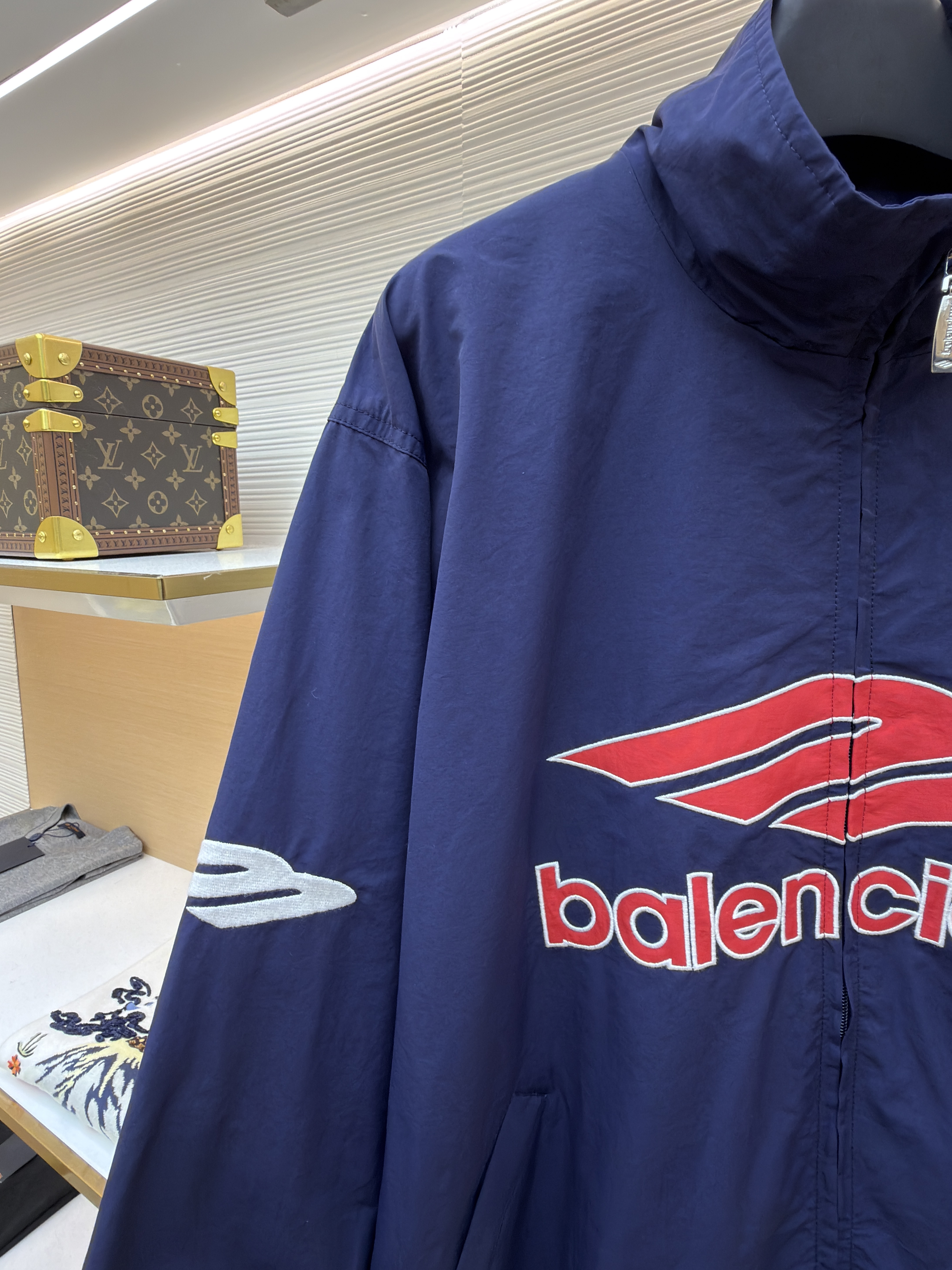 Balenciaga 巴黎世家 3B字母logo拉链立领外套 夹克 运动衫 长袖 黑色 蓝色 C0